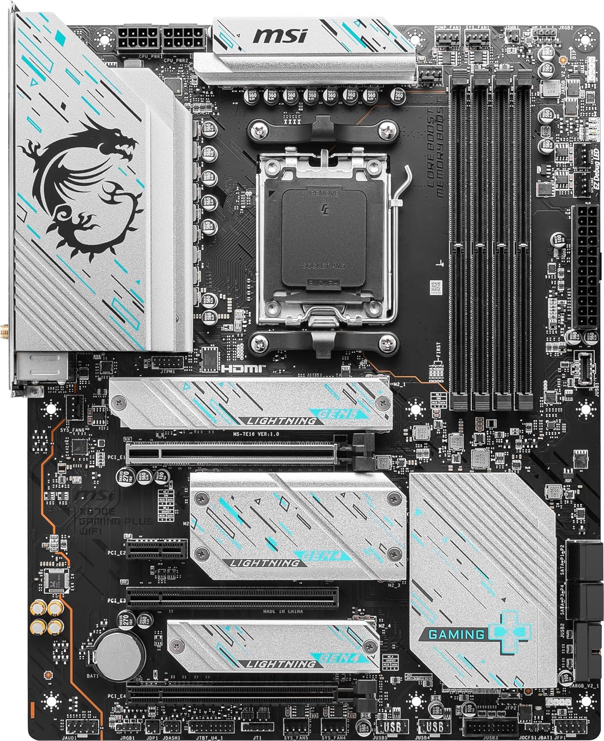 MSI X670E GAMING PLUS WIFI Gaming Motherboard (AMD Ryzen 9000/8000/7000 Series Processors, AM5, DDR5, PCIe 5.0, SATA 6Gb/s, M.2 slots, USB 3.2 Gen 2, Wi-Fi 6E, Bluetooth 5.3, 2.5Gbps LAN, HDMI/DP,ATX)