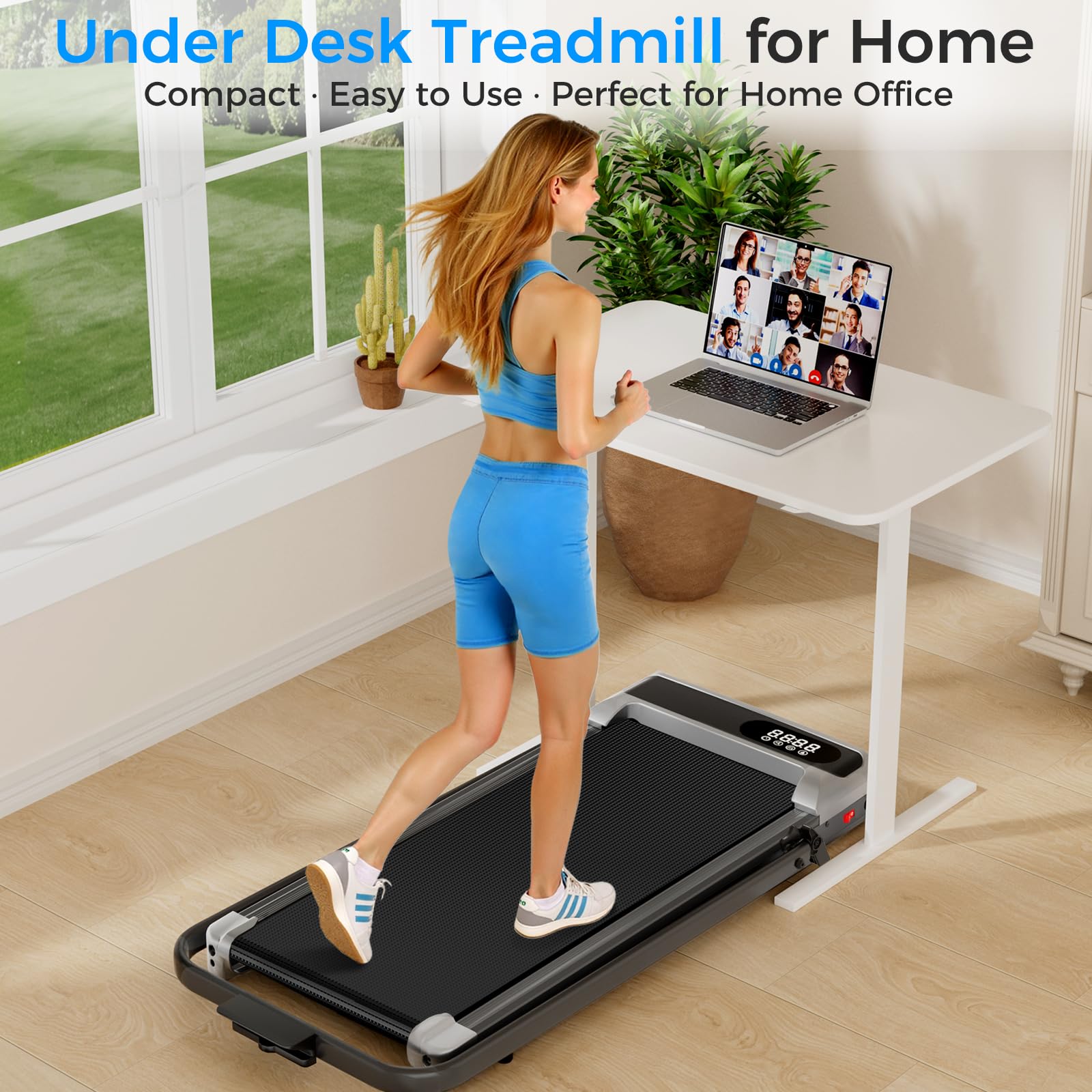 SHINEMAOS Walking Pad Treadmill with 8% Incline and Remote