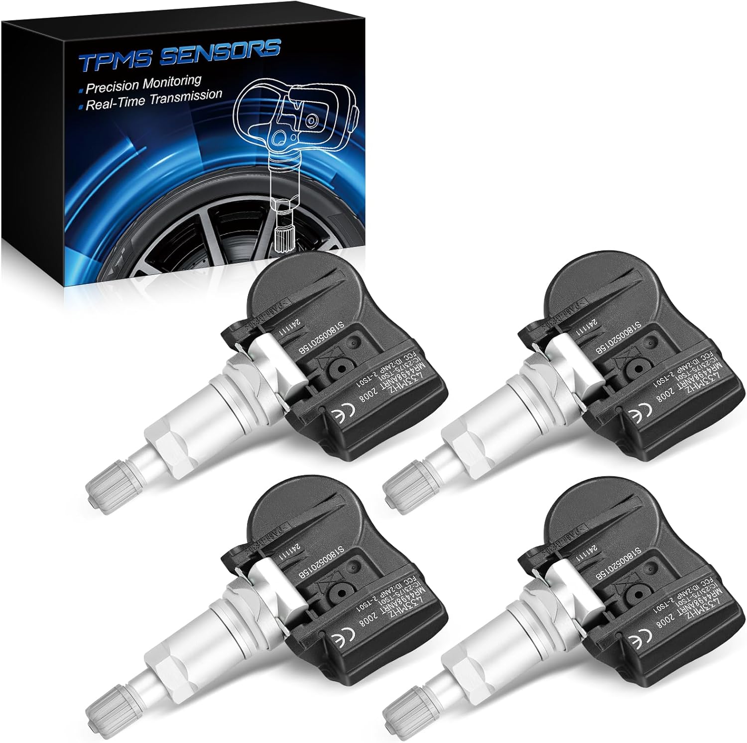 Pre-Programed Tire Pressure Sensor for:-Kia Optima Cadenza Forte Soul for:-Hyundai Accent Elantra Sonata for:-Genesis Coupe 2010-2016 315MHz TPMS Sensor 529332M000 (4 Pcs)