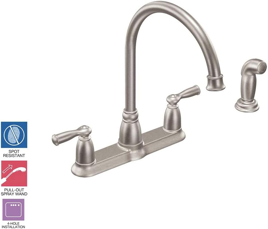 Moen CA87000SRS High-Arc Kitchen Faucet with Side Spray from the Banbury Collection, Spot Resist Stainless