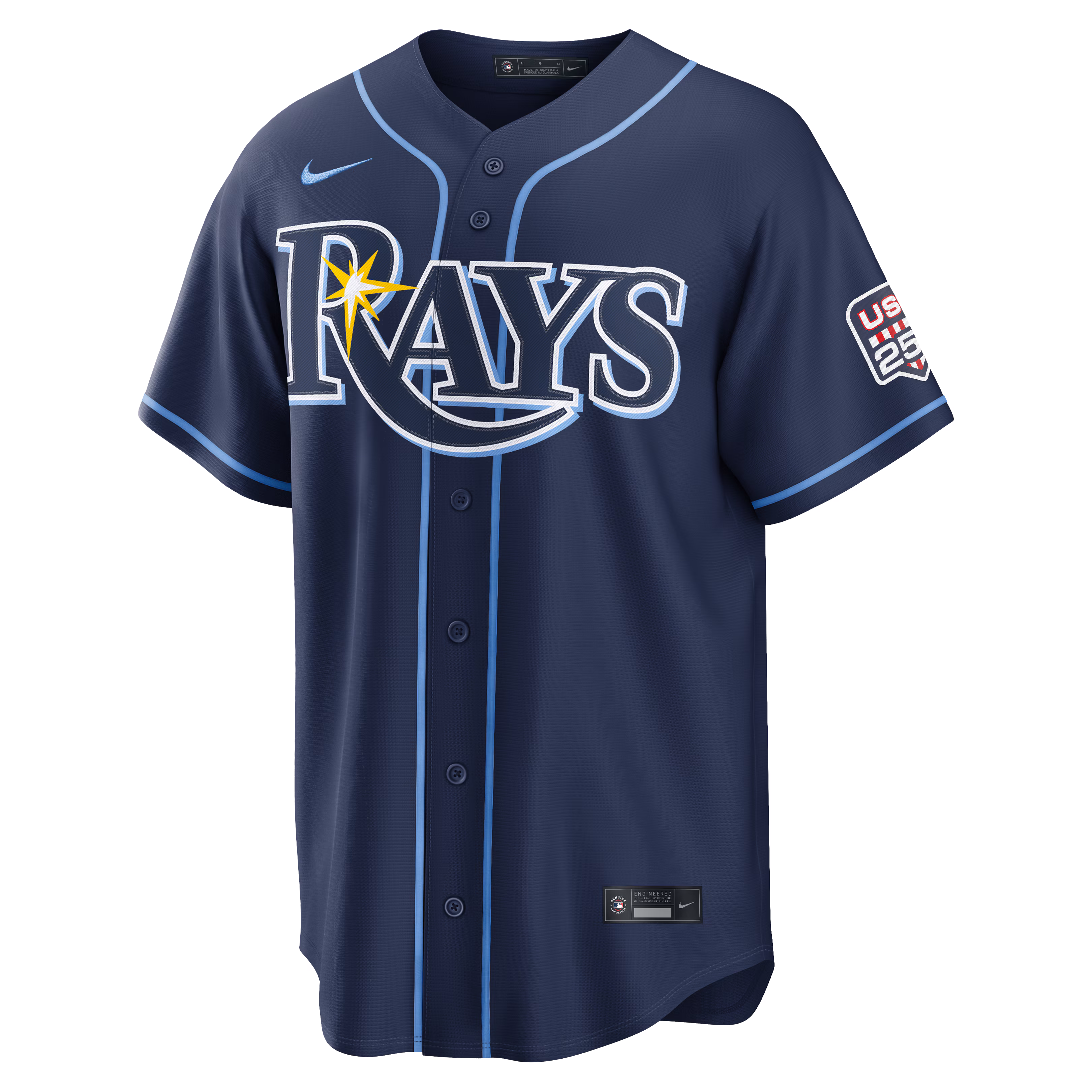 Fourth of July Tampa Bay Rays Junior Caminero Nike Navy USA 250 Stadium Jersey