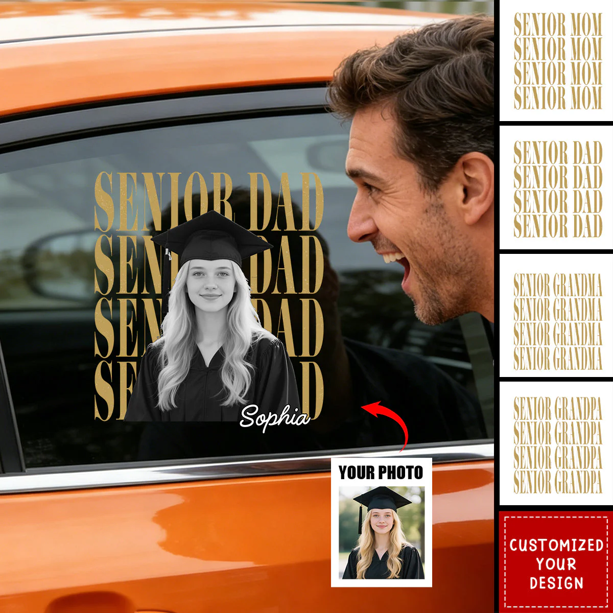 Vintage Photo And Year Senior - Personalized Decal
