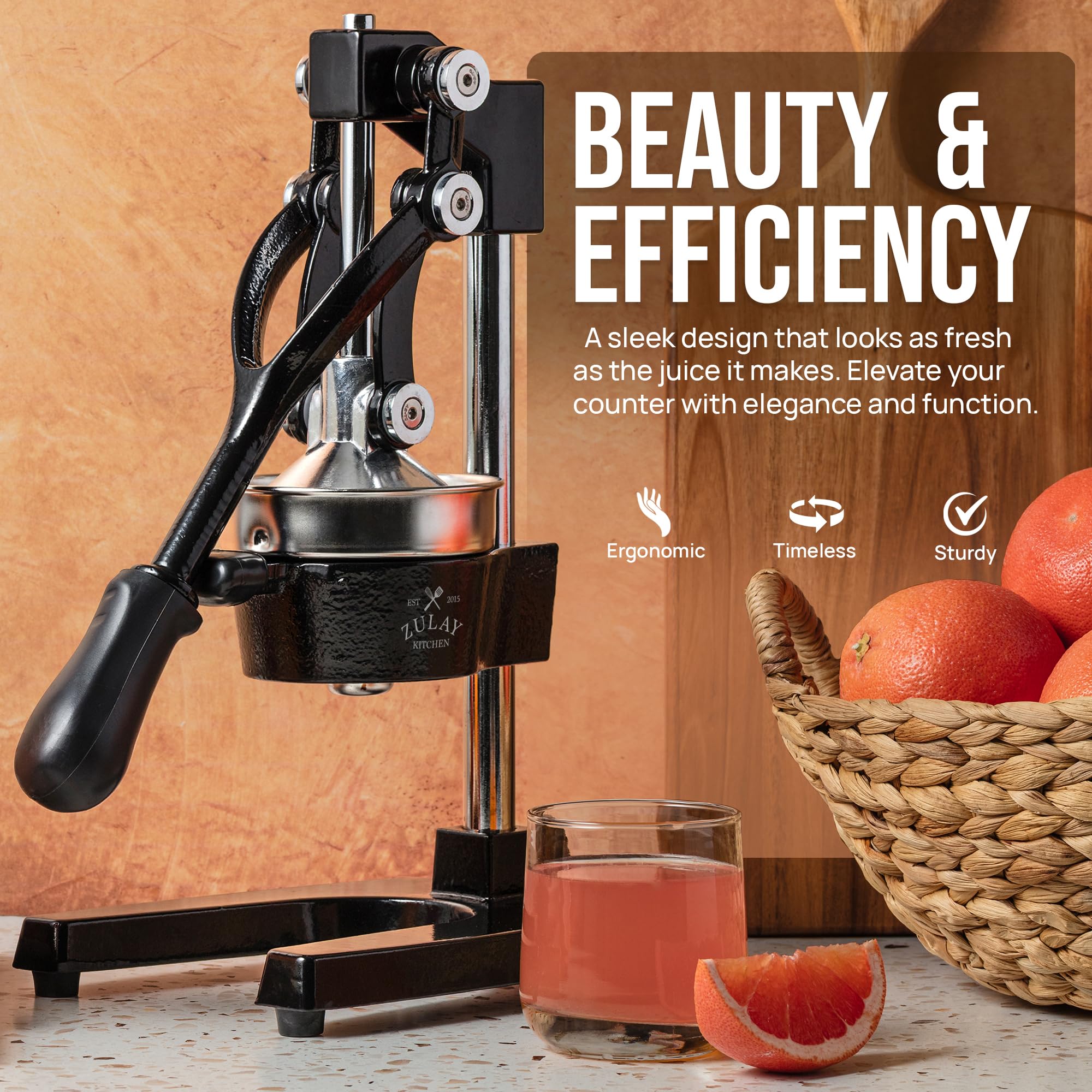 ZULAY KITCHEN Cast Iron Juicer - Heavy-Duty Manual Citrus Press