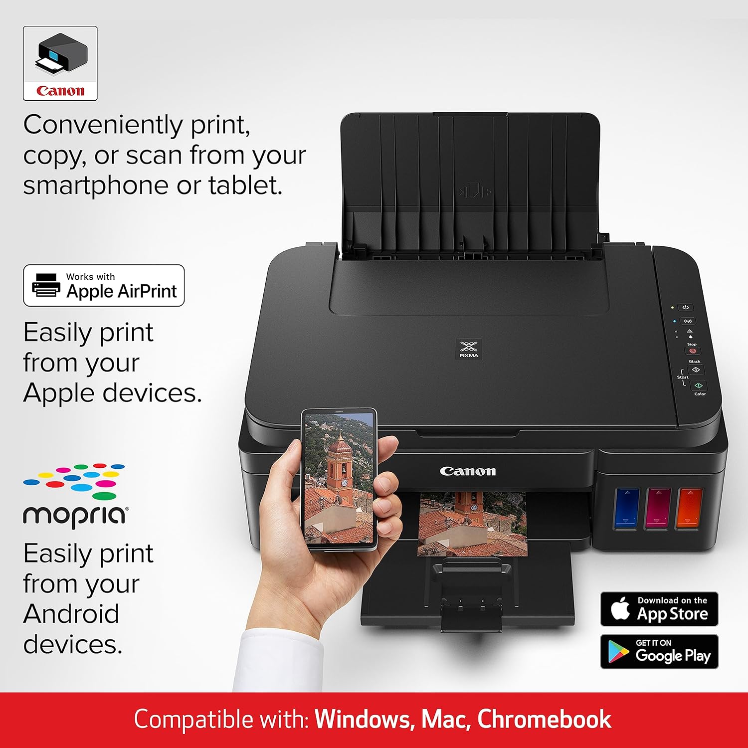 Canon G3200 All-In-One Wireless Supertank (MegaTank) Printer| Copier| Scanner| and Mobile Printing, Black, 6.5