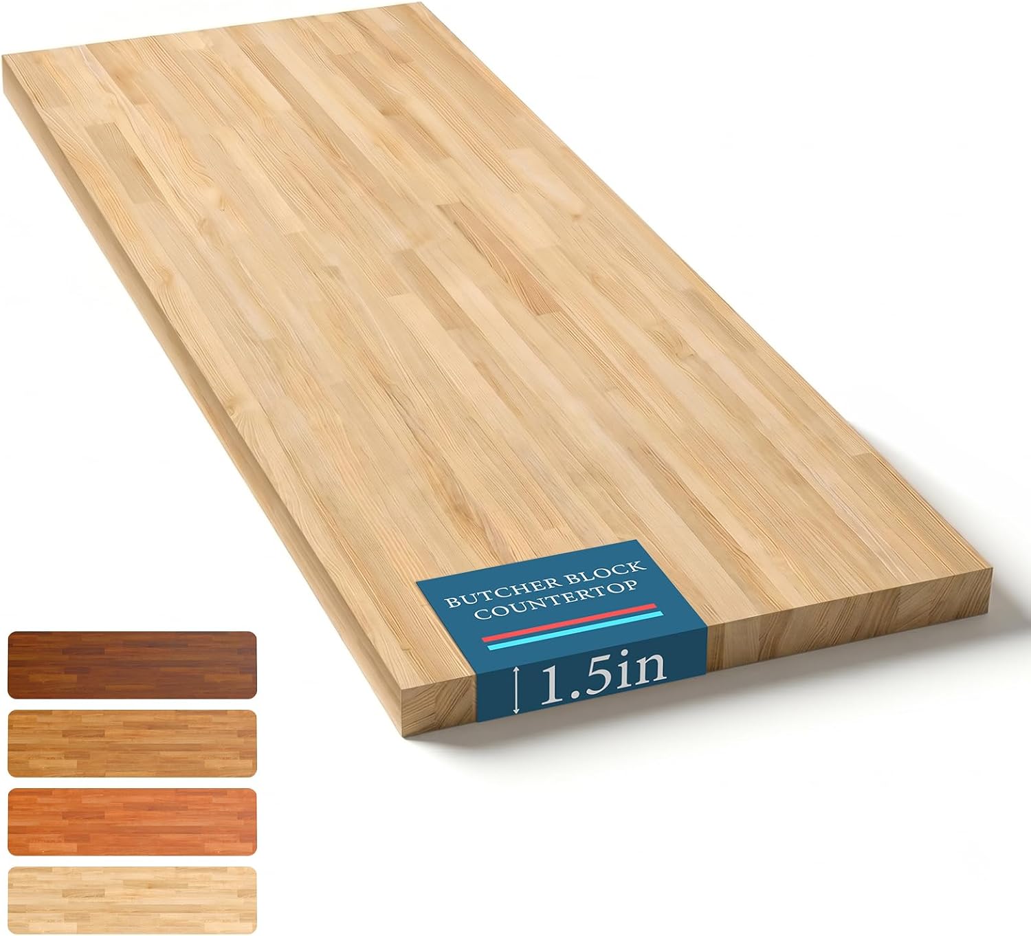 Butcher Block Countertop Table Top - Unfinished Solid Wood Countertop 1.5in Thick Unfinished Surface for DIY Washer Dryer Cutting Board Kitchen - 4ft L x 25