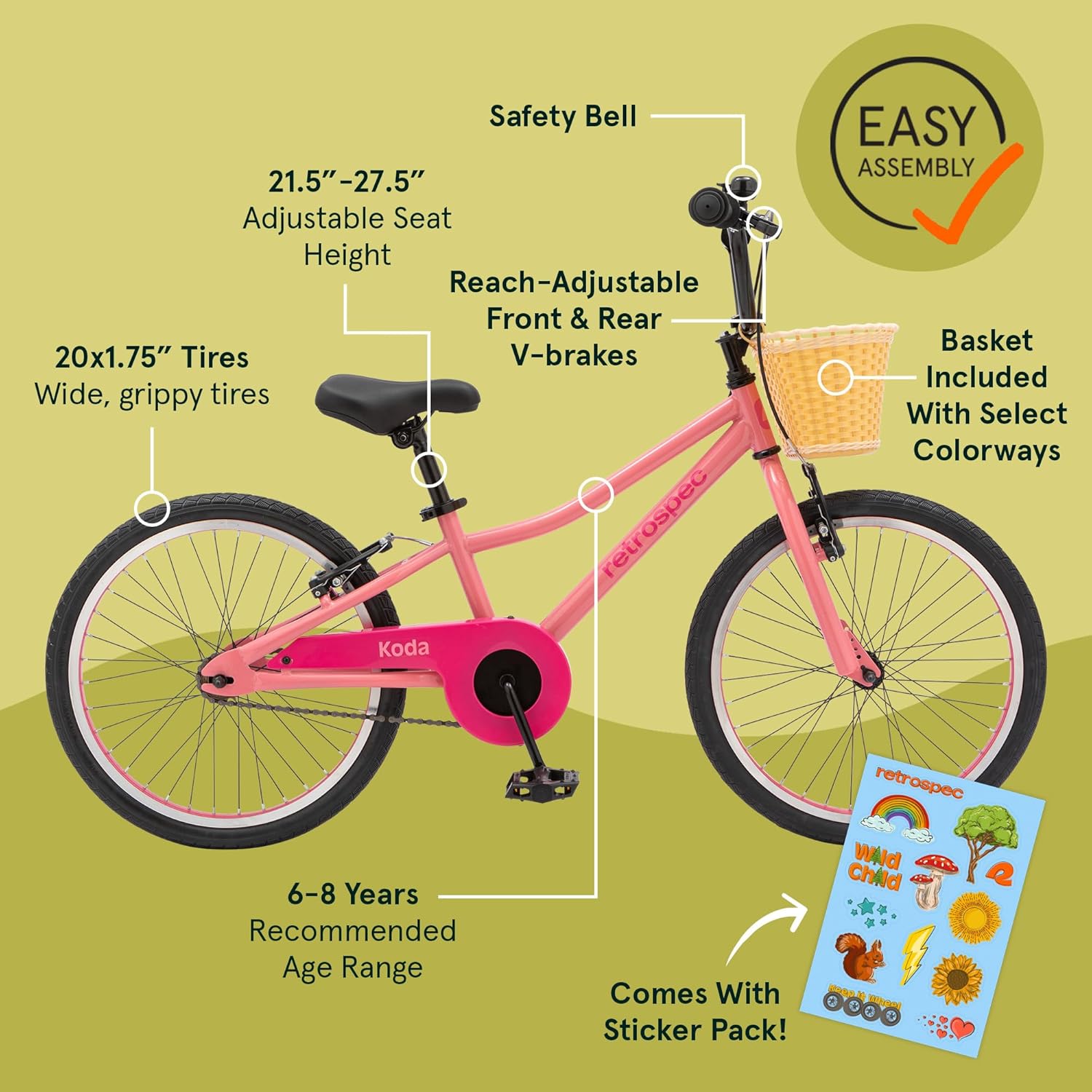 Retrospec Koda Plus Kids Bike for Boys & Girls Ages 6-8 Years - 20