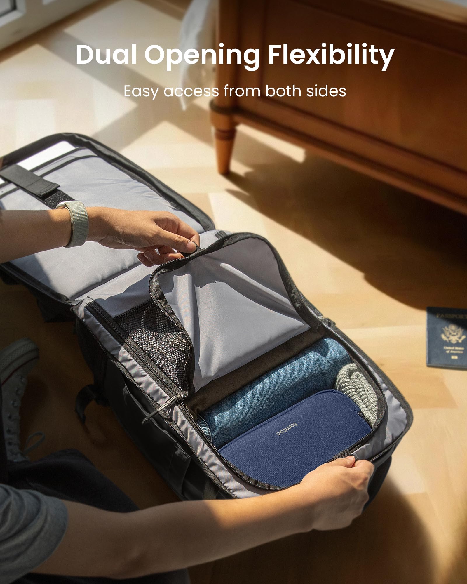TOMTOC Travel Backpack 28L - TSA Friendly Lightweight Rucksack