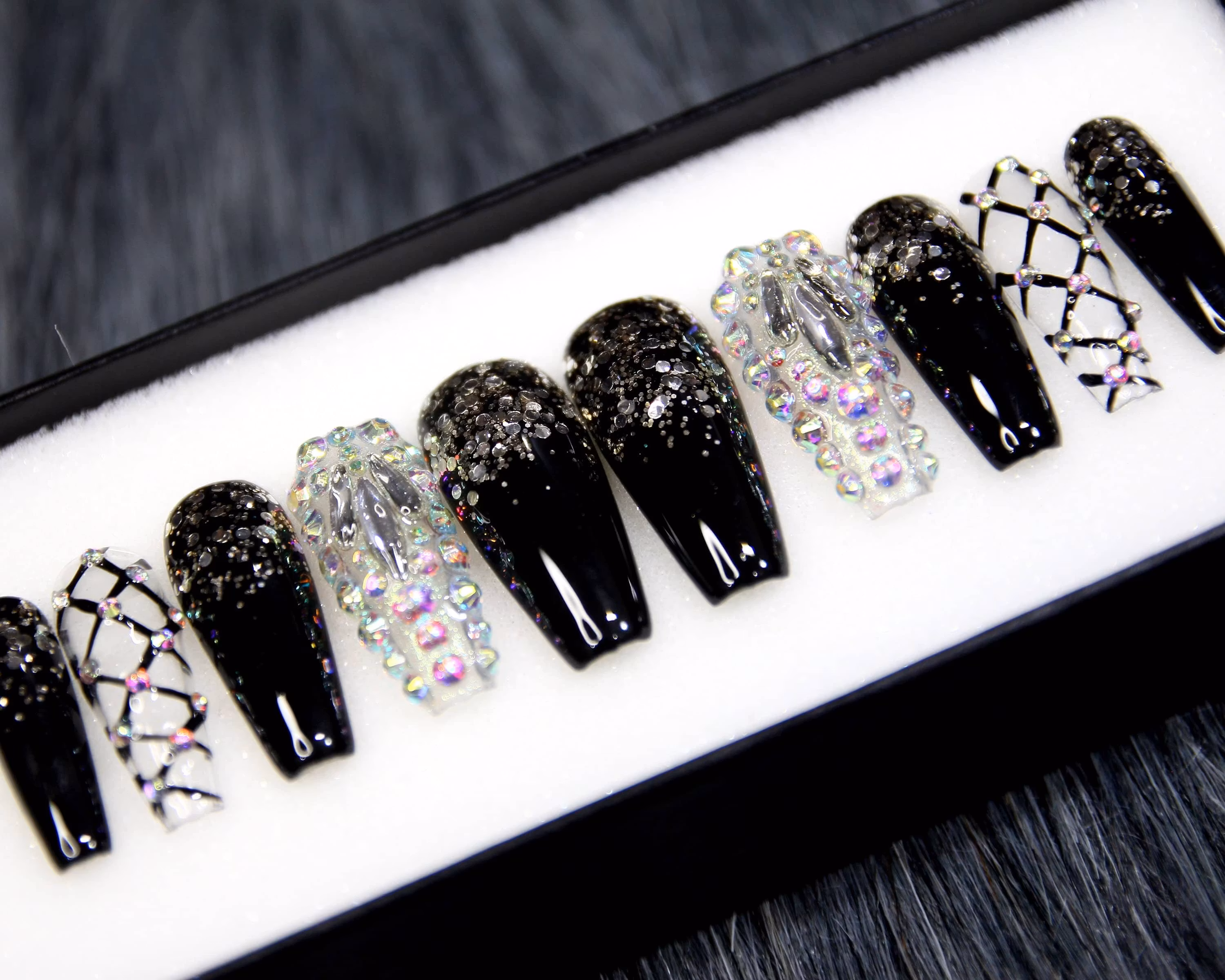 Glossy Black Luxe Press On NailsGlossy Black Luxe Press On Nails - SAYEGIRLS