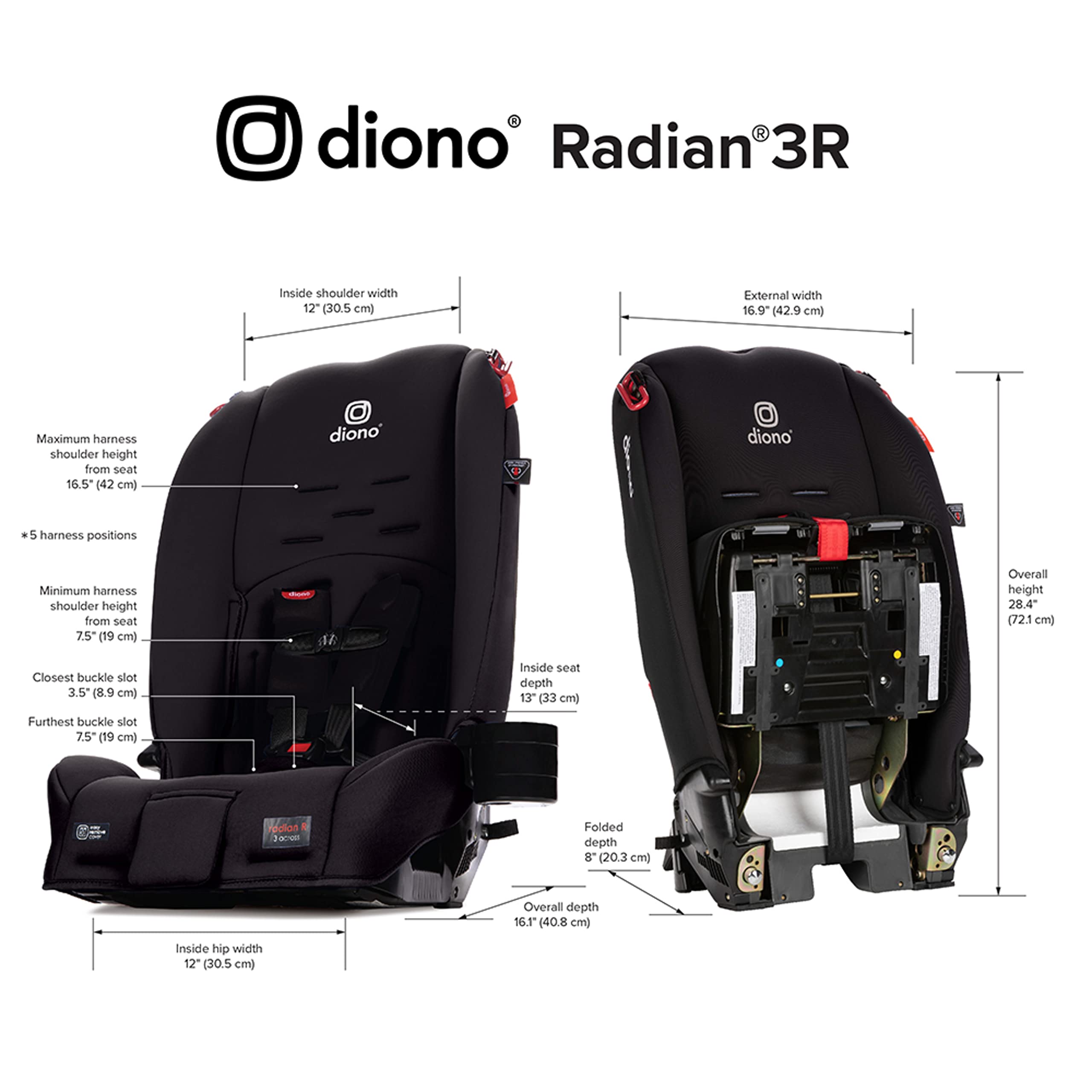 DIONO Radian 3R 3-in-1 Convertible Car Seat - Jet Black