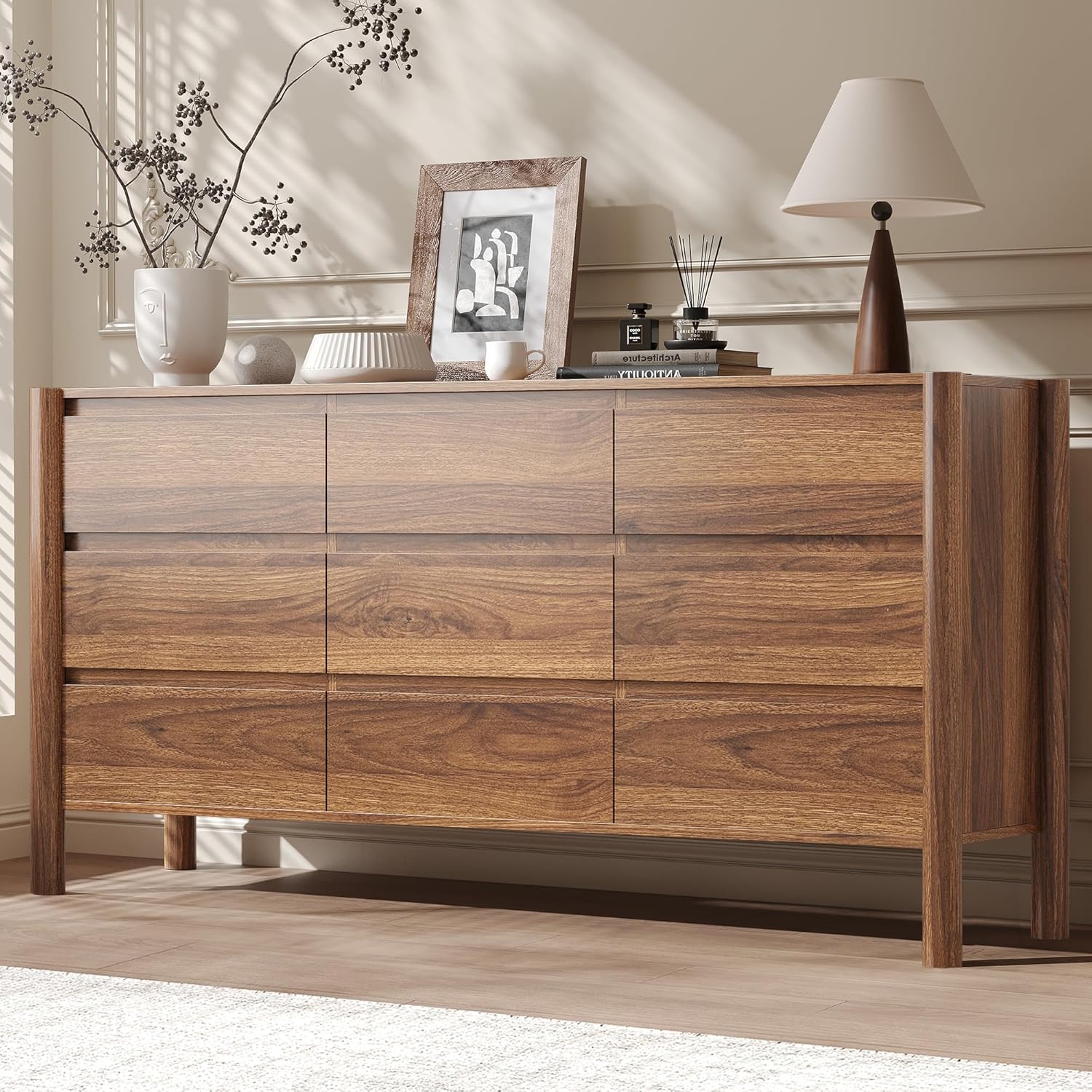 CHUWELL Walnut Dresser for Bedroom, 63