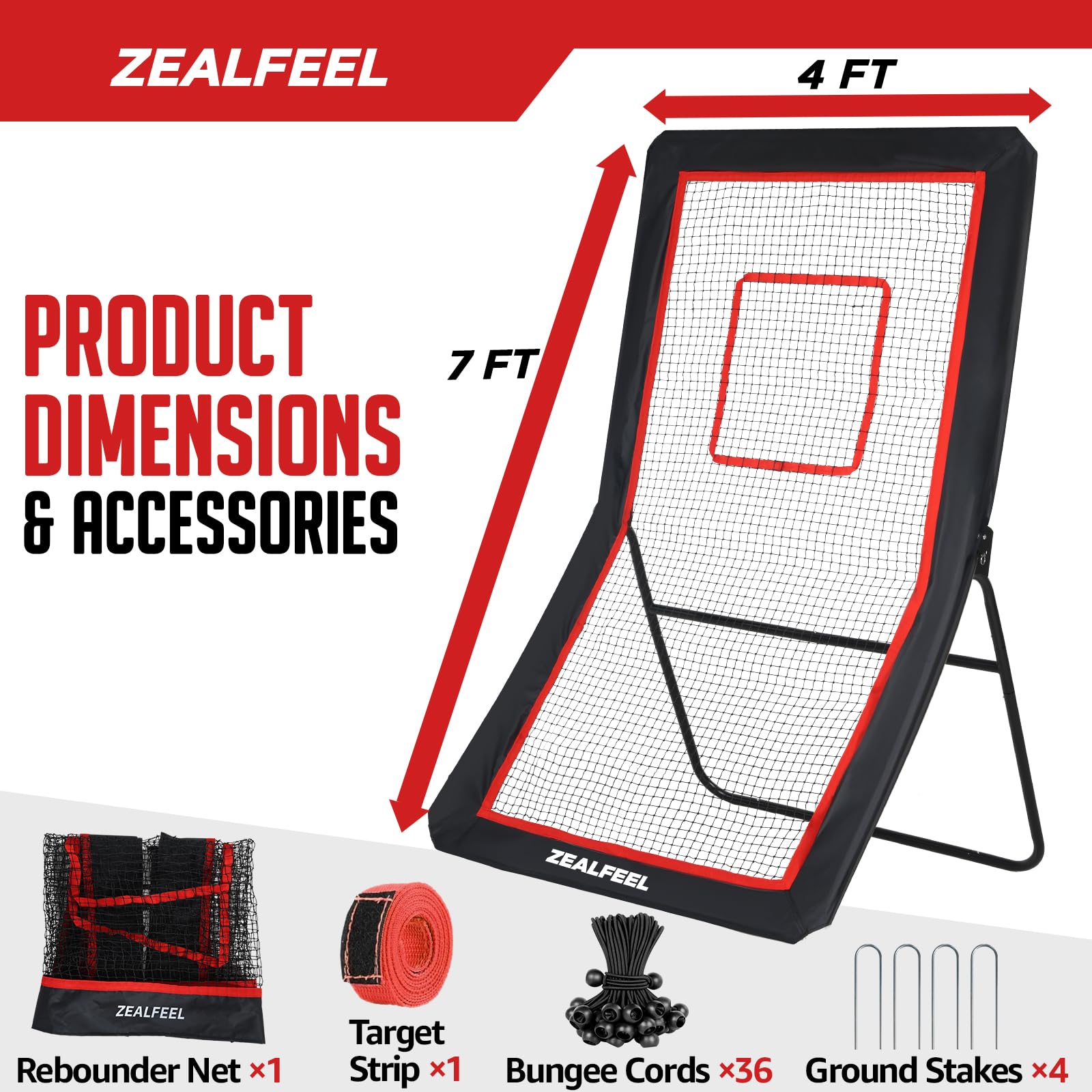 ZEALFEEL ZEALFEEL Lacrosse Rebounder - 4x7FT/4x6FT Net