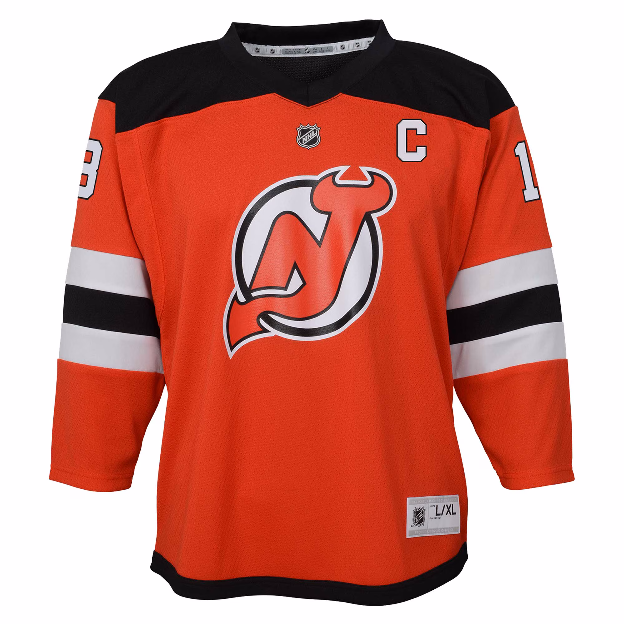Nico Hischier New Jersey Devils Youth Captain Patch Home Replica Player Jersey - Red