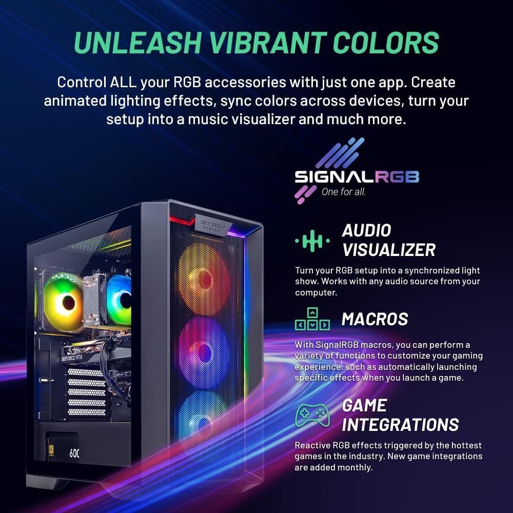 Skytech Nebula Gaming PC Desktop, Ryzen 5 5600 3.5 Ghz (4.4GHz Turbo Boost), NVIDIA RTX 3050 (6GB) 6GB GDDR6, 1TB SSD, 16GB DDR4 RAM 3200, 650W Gold PSU, Wi-Fi, Win 11 Home