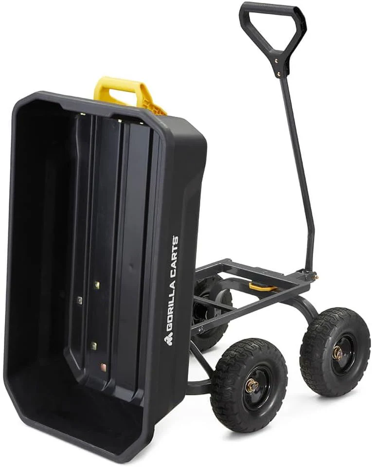 7GCG-NF Heavy-Duty Poly Dump Garden Cart with No-Flat Tires, 7 Cubic Feet, 1200-Pound Capacity, Black, Amazon Exclusive