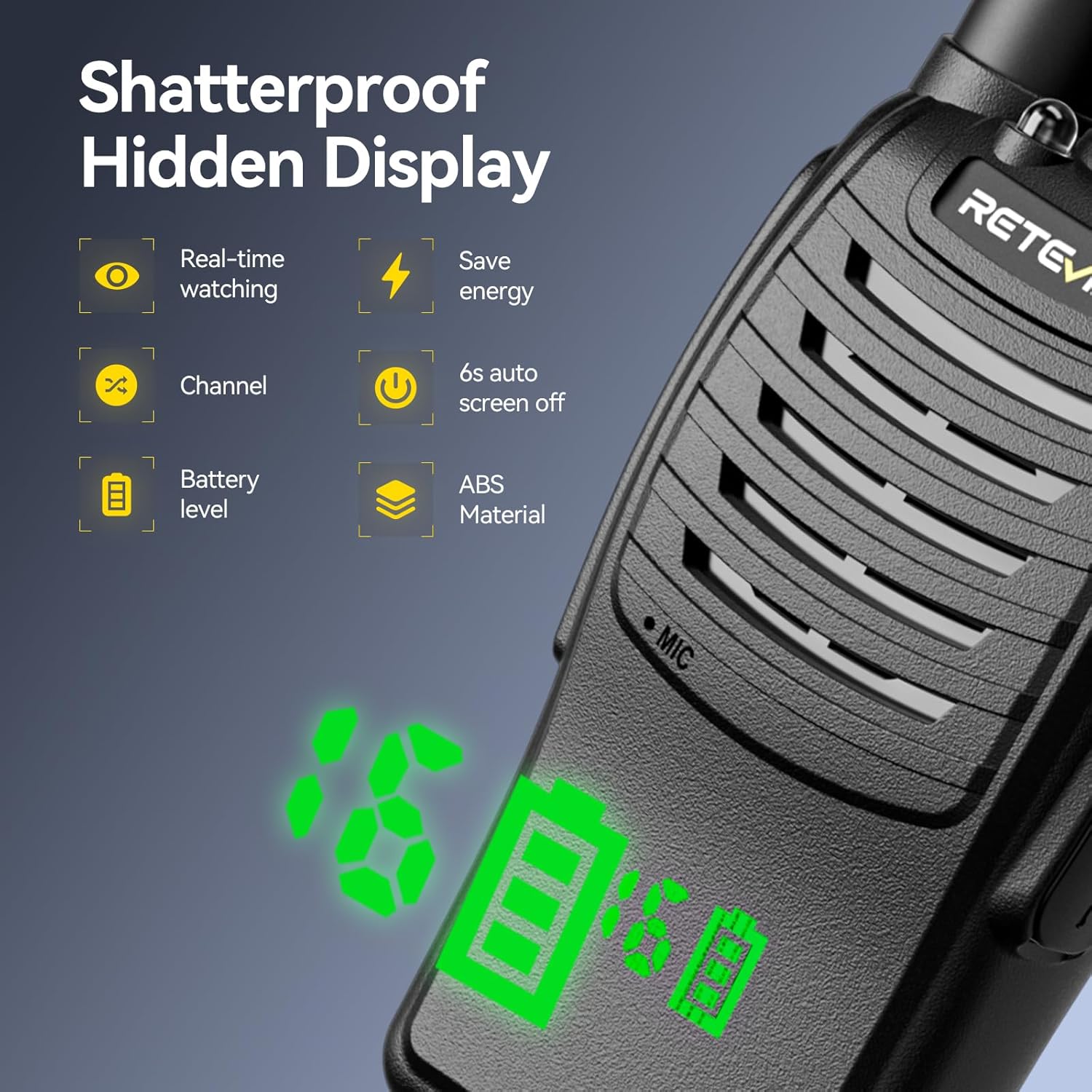 Retevis H-777H 2 Way Radio,Walkie Talkies for Adults 10 Pack with 10 Way Multi Charger,Hidden Display,Charging Progress Visible,Compact, Handheld Two Way Radios Rechargeable for Event Security