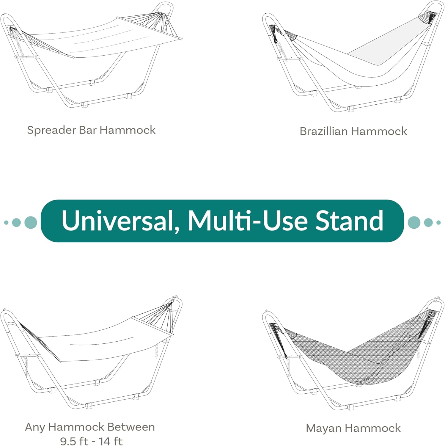 Sunnydaze Decor Universal Double Hammock Stand Only - 550-Pound Capacity - Heavy-Duty Hammock Stand for Outside - Fits 9 to 14 Foot Hammocks - Blue
