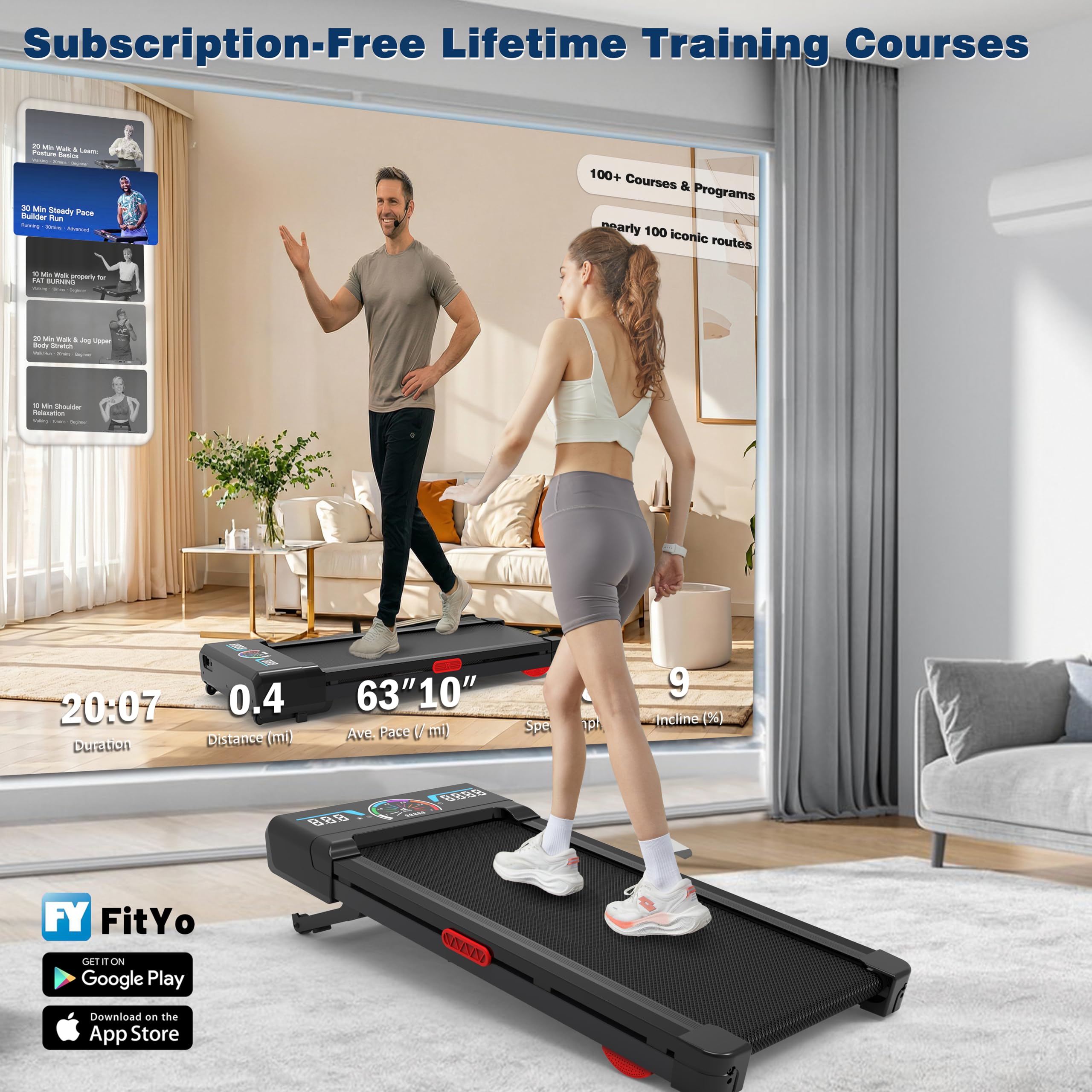 TRAILVIBER Walking Pad Treadmill with Auto Incline & Bluetooth