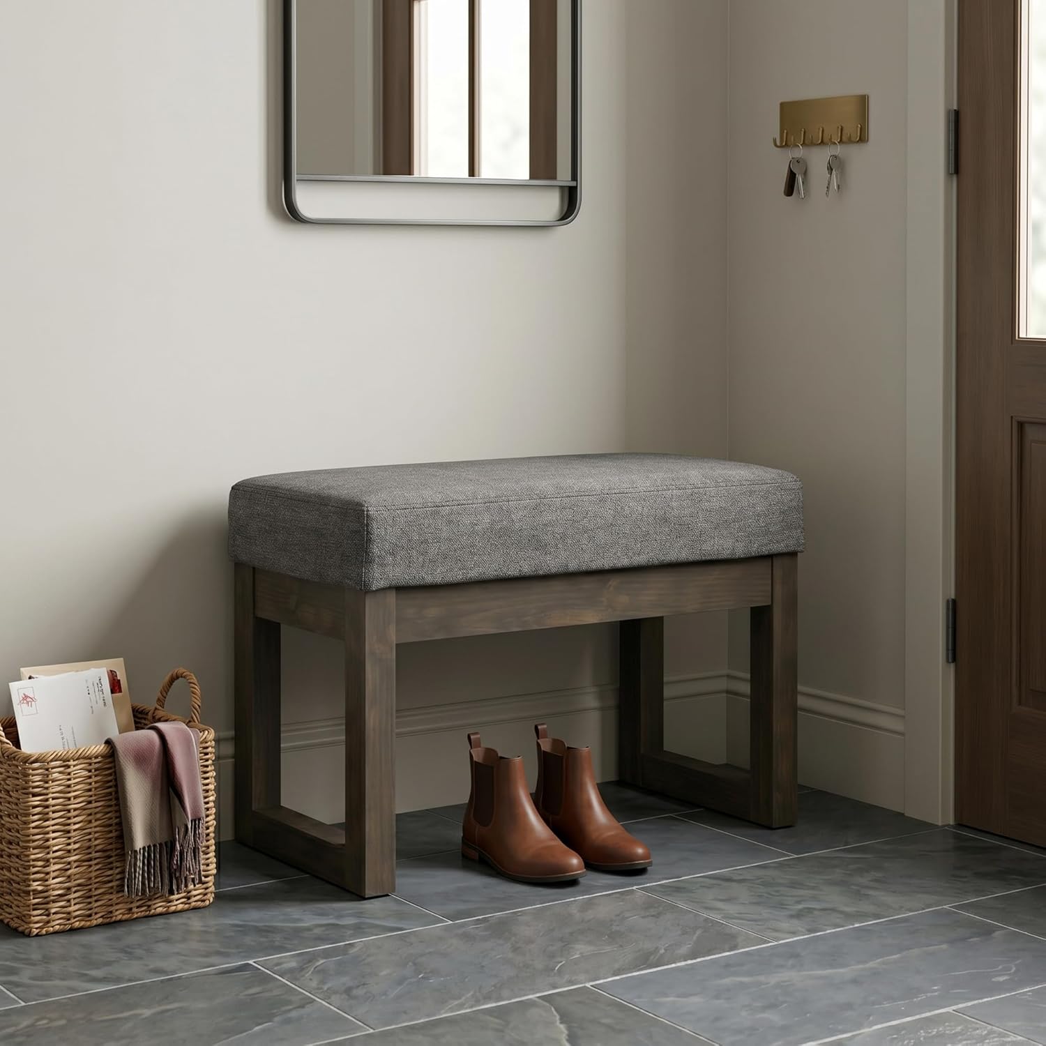 SIMPLIHOME Milltown Small Ottoman Bench - 27