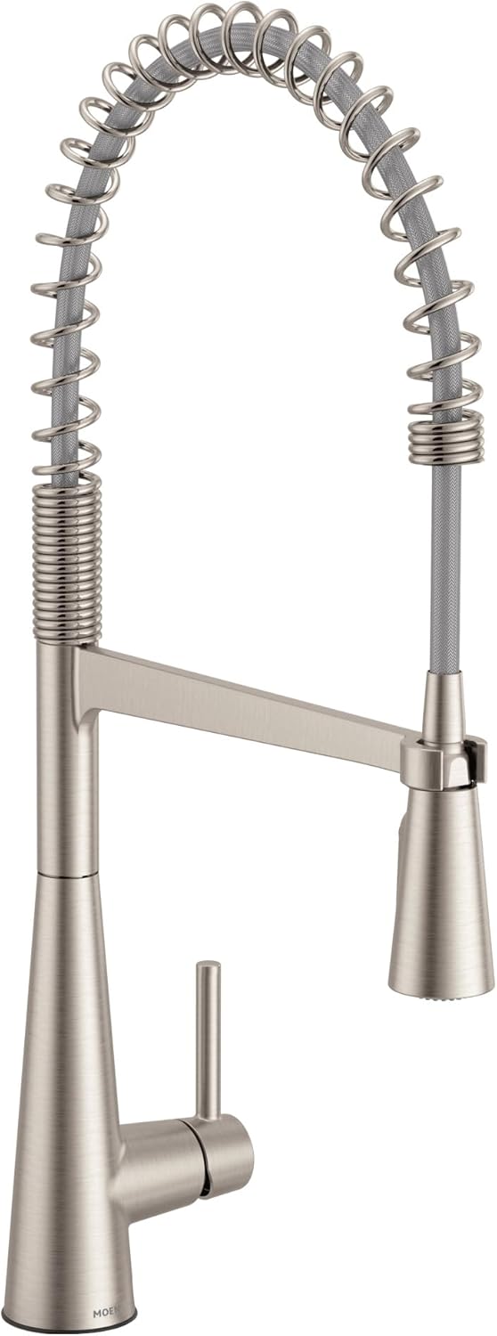 Moen Sleek Stainless Pulldown Kitchen Faucet, Modern Kitchen Faucet with One Handle High-Arc, Power Boost, Easy Installation and Spot Resist Finish, 5925SRS