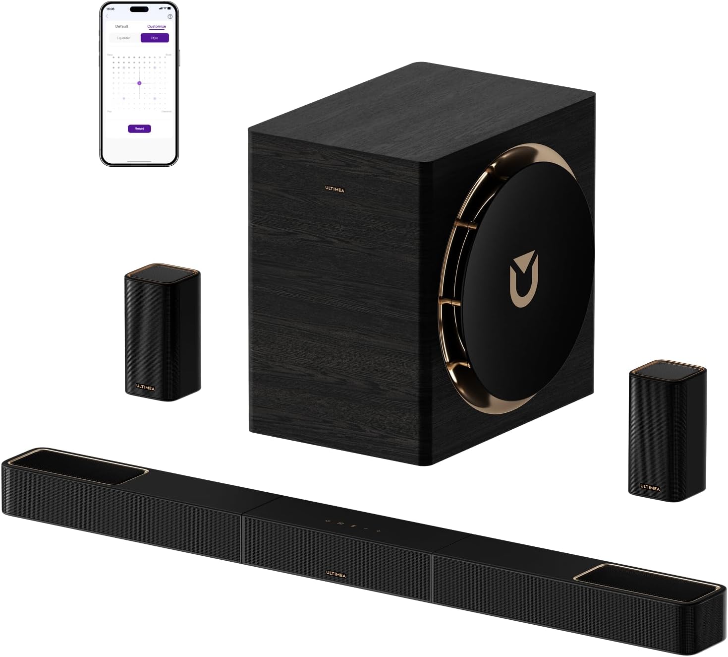 ULTIMEA Skywave X70 7.1.4ch Professional Wireless Surround Sound System for TV w/Dolby Atmos, 980W Sound Bar with 10