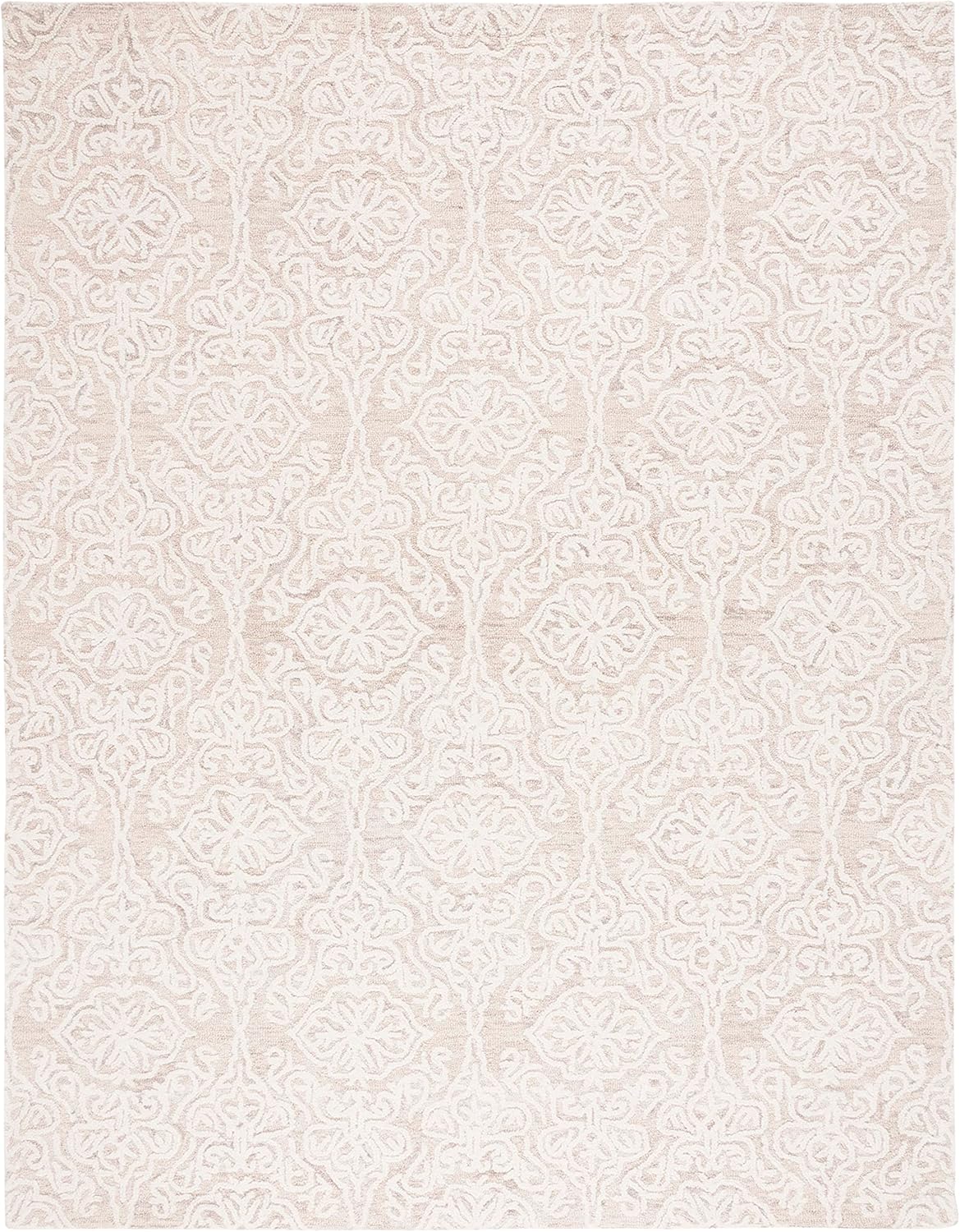 SAFAVIEH Blossom Collection Area Rug - 9' x 12', Beige & Ivory, Handmade Wool, Ideal for High Traffic Areas in Living Room, Bedroom (BLM112B)