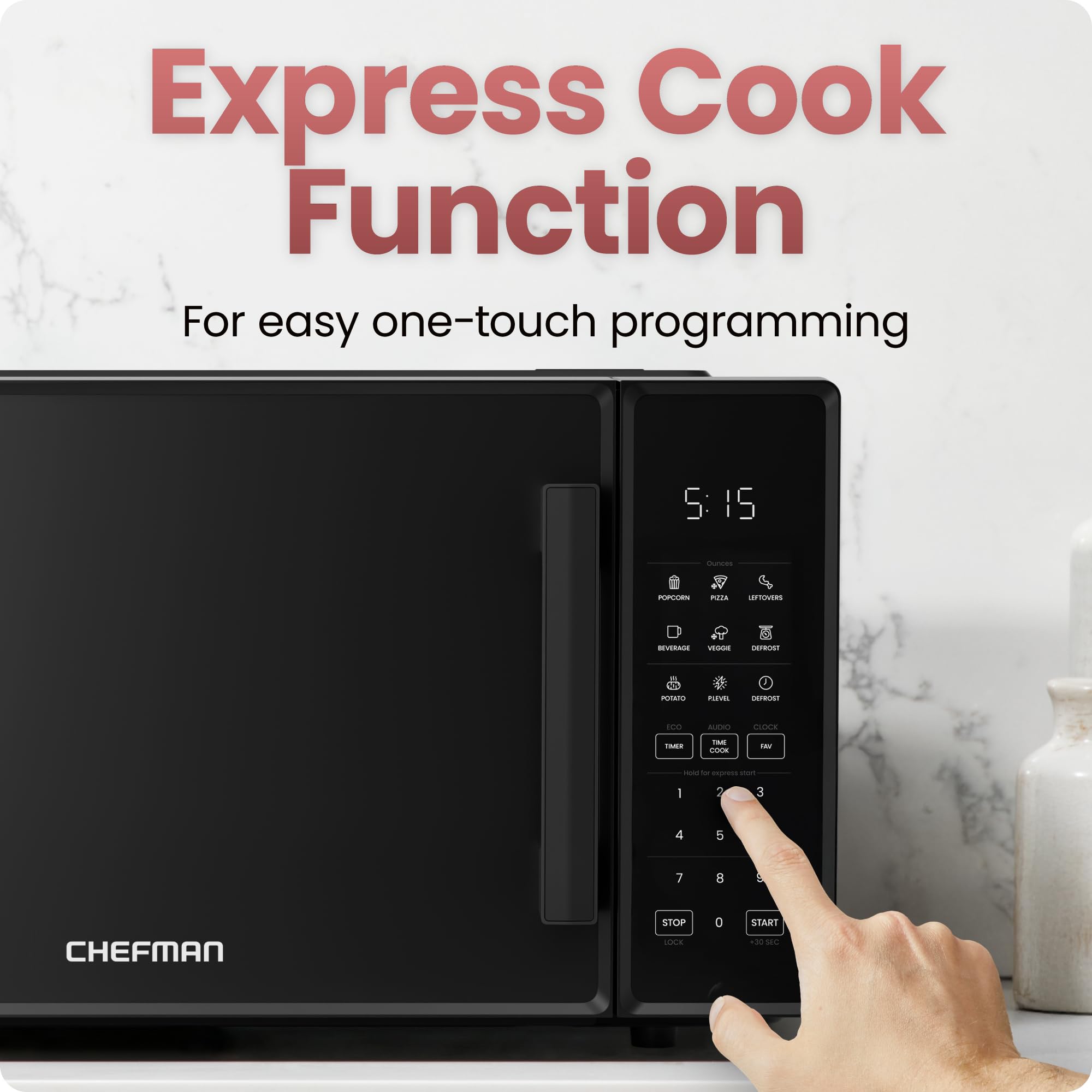 CHEFMAN Countertop Microwave Oven 1.1 Cu. Ft., 1000 Watts