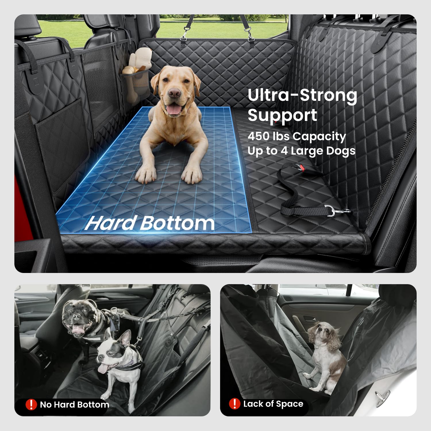 REEVAA Dog Truck Seat Cover - Waterproof Hammock for Large Dogs