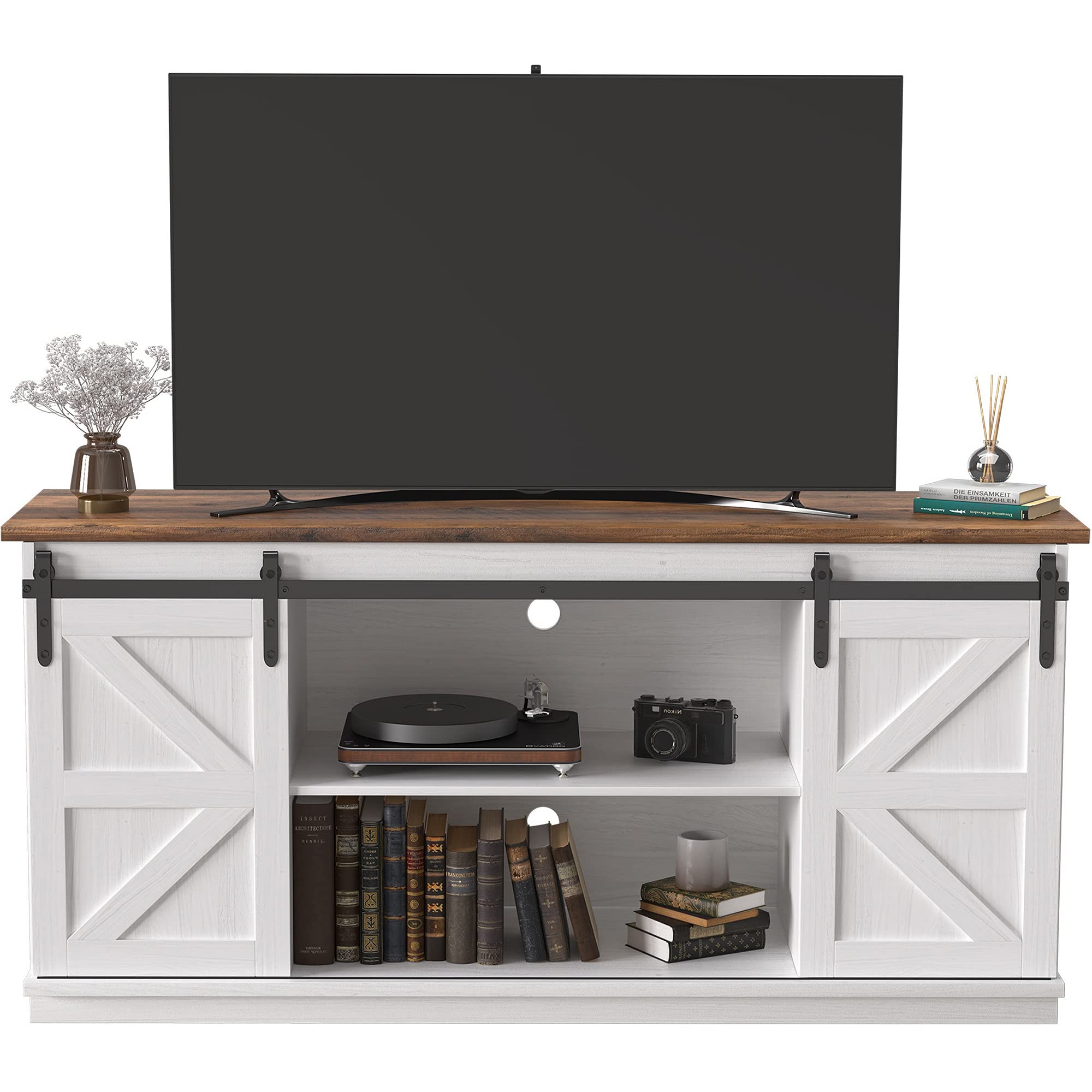 JUMMICO TV Stand for 65 Inch TV with Storage Cabinets