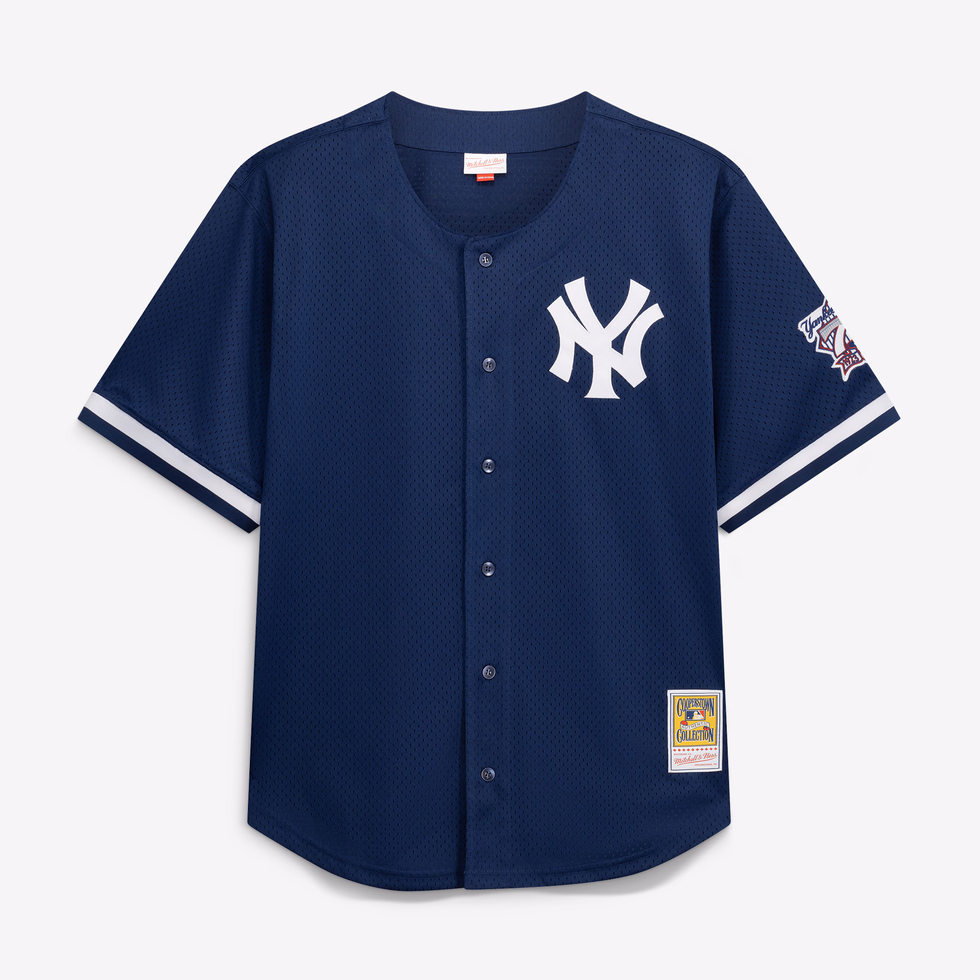 Derek Jeter New York Yankees Mitchell & Ness Cooperstown Collection Mesh Batting Practice Button-Up Jersey - Navy