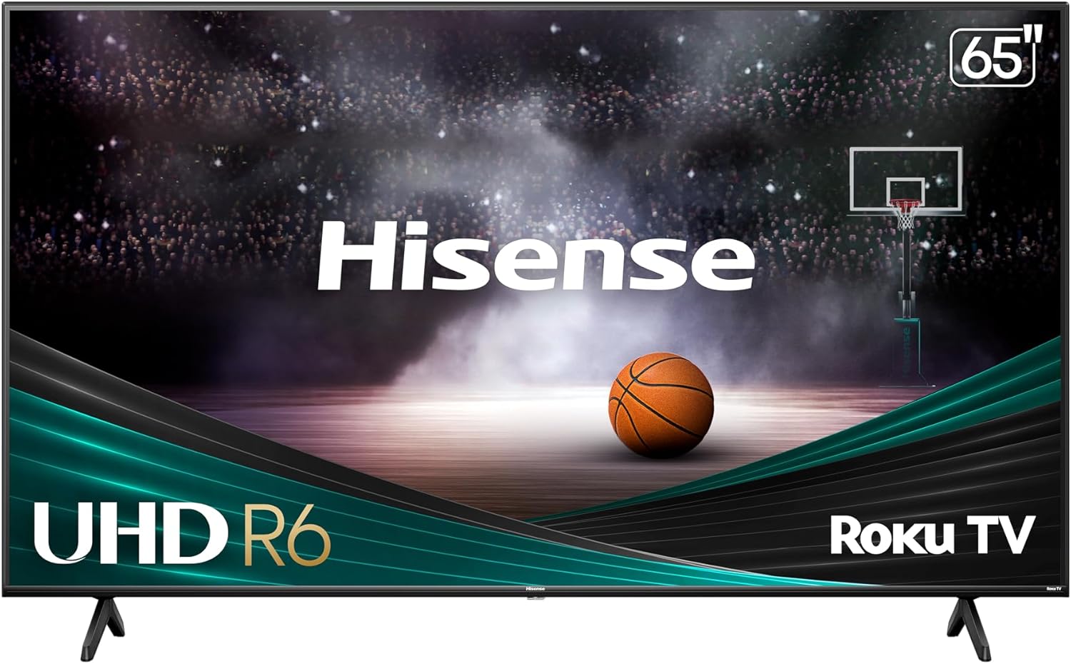 Hisense 65-Inch Class R6 Series 4K UHD Smart Roku TV with Alexa Compatibility, Dolby Vision HDR, DTS Studio Sound, Game Mode (65R6G),Black