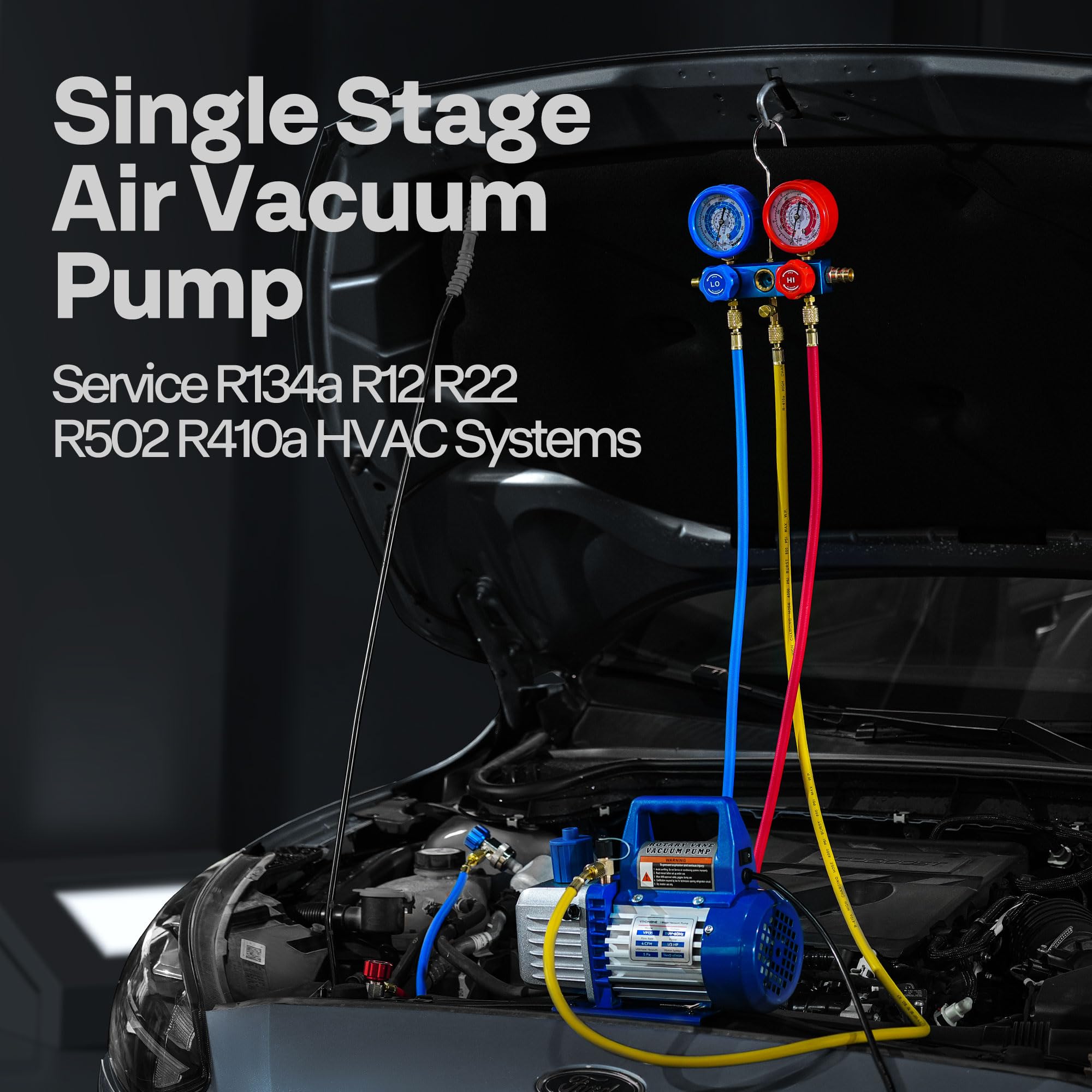 VIVOHOME VIVOHOME 1/3 HP Rotary Vane Vacuum Pump & Gauge Set