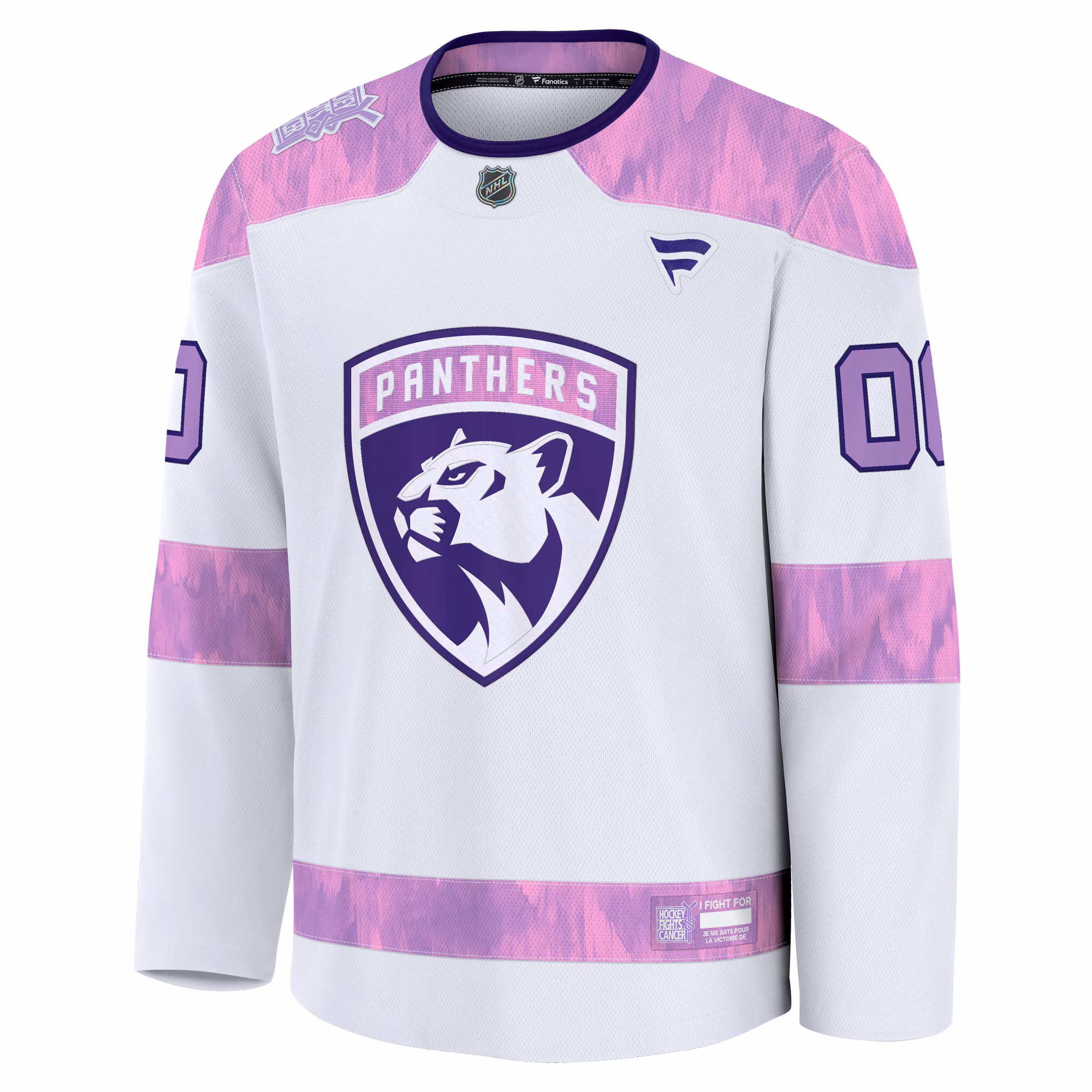 Florida Panthers Fanatics 2024 Hockey Fights Cancer Custom Practice Jersey - White