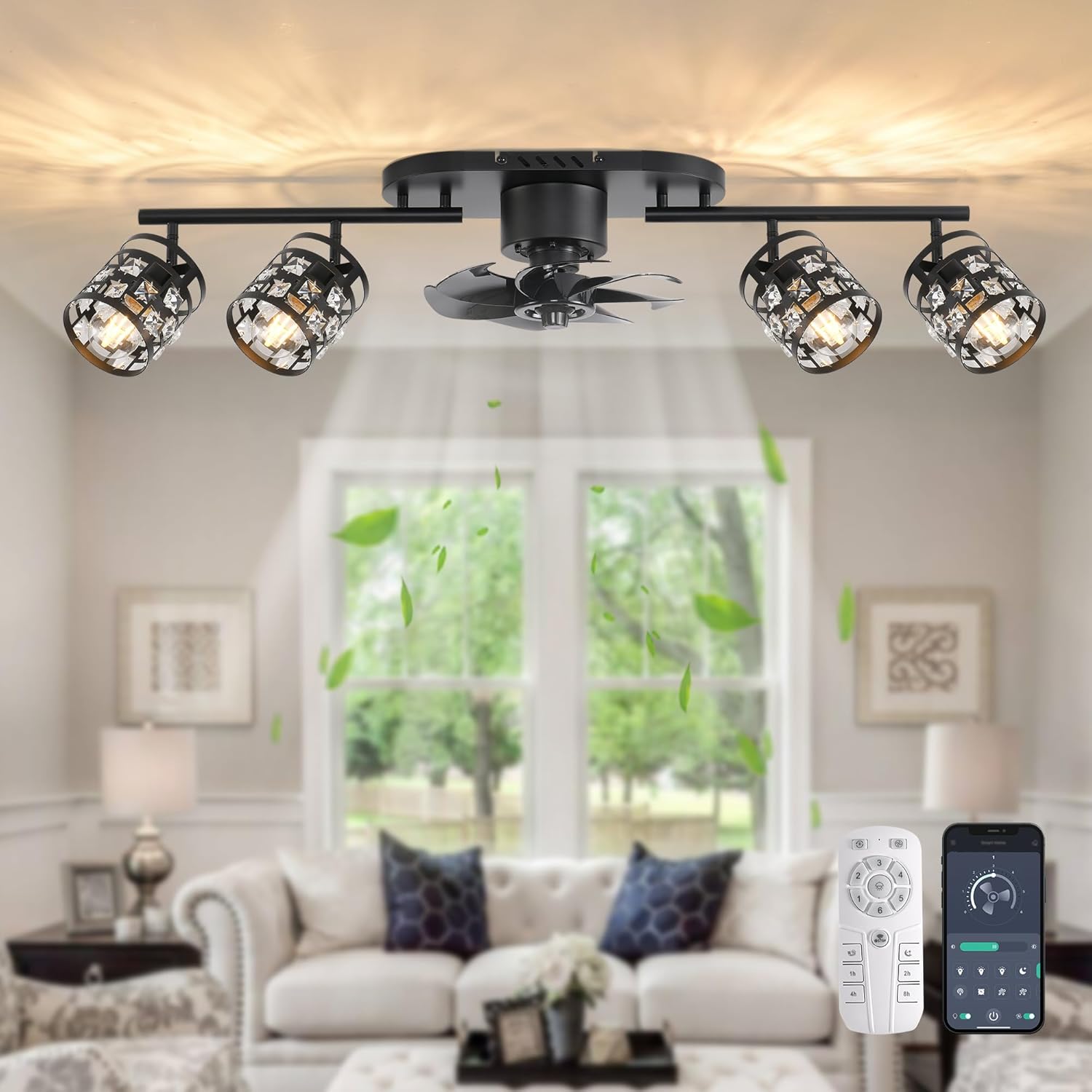 Garwarm Ceiling Fans with Lights and Remote,39.3