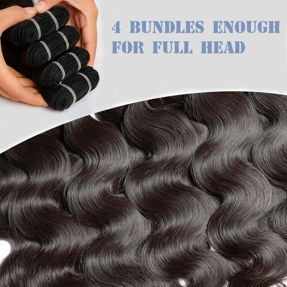 12A Bundles Human Hair Body Wave 4 Bundles 18 20 22 24 Inch Body Wave Bundles Human Hair Sew In Hair Extensions 100% Unprocessed Triple Lifespan Virgin No Tangle No Shedding