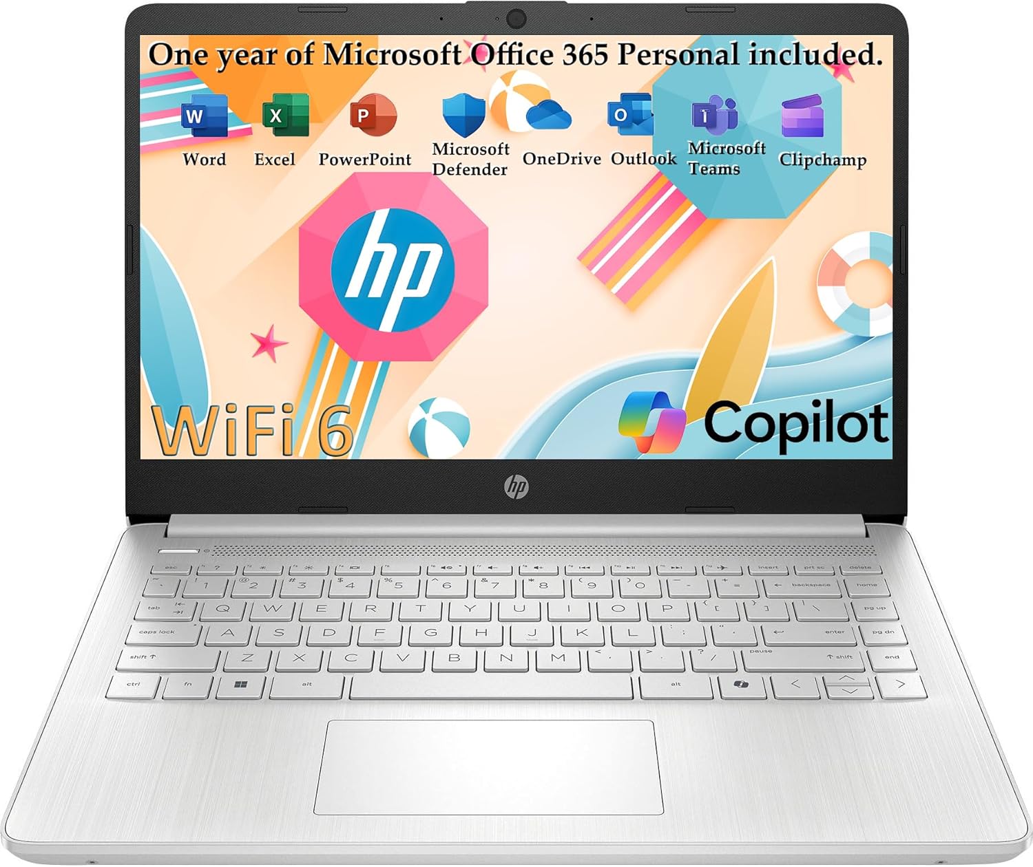 HP Laptop Computer for Student Daily Study, 1-Year Microsoft Office 365, Intel Processor N150, 4GB RAM, 128GB Storage, Long Battery Life & Fast Charging, Windows 11 Home, Natural Silver