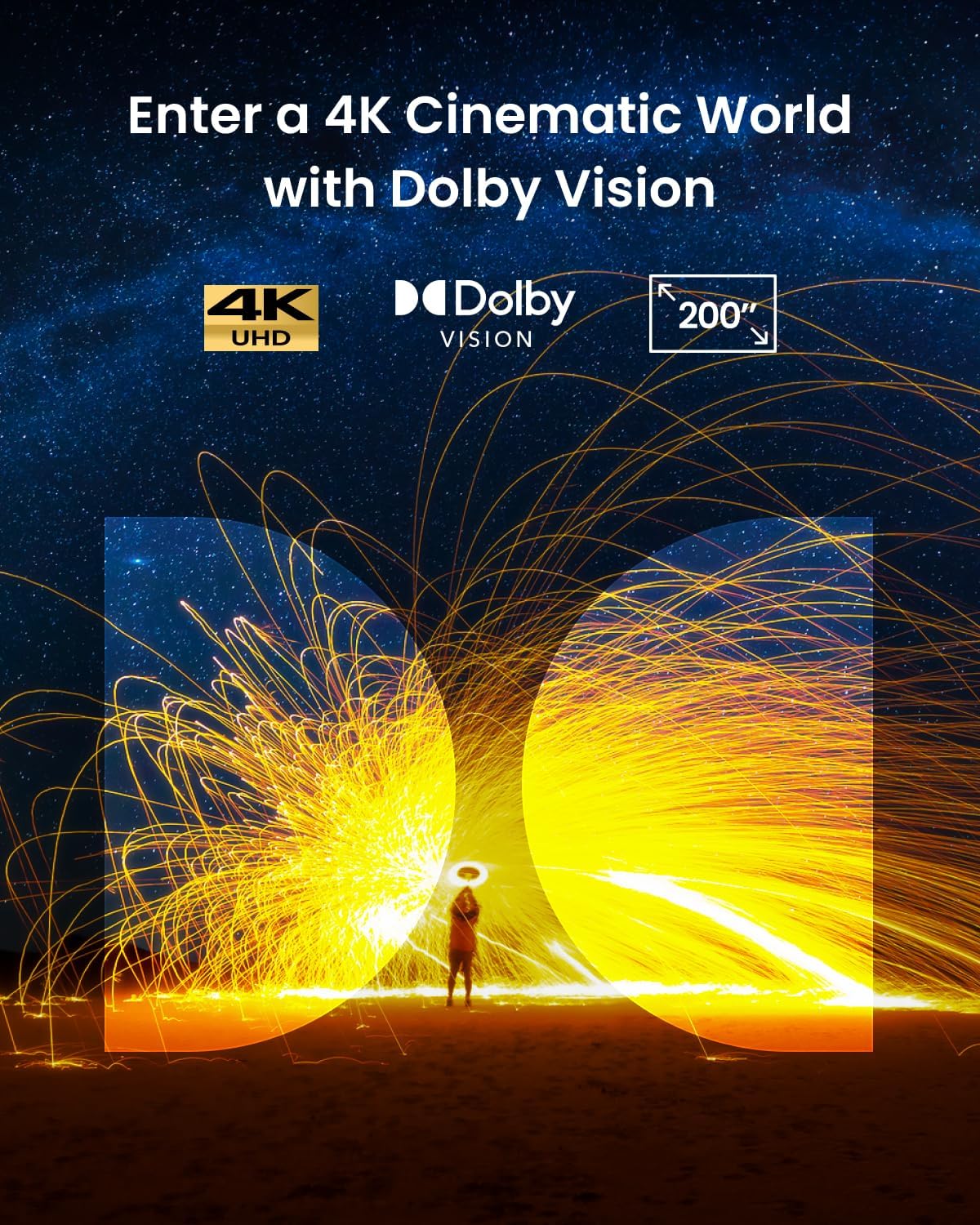 NEBULA Cosmos 4K SE Smart Projector, Nebulamaster, High-Brightness with Dolby Vision, 200