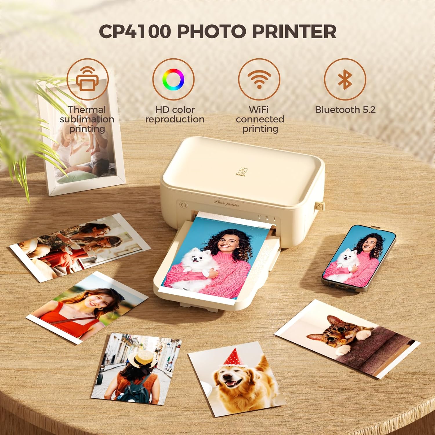 iDPRT 4×6 Photo Printer, Portable Color Picture Printer, Thermal Sublimation Mini Picture Printer, Bundle 108 Sheets Photo Paper & 2 Ribbon Cassette, Photo Printer for iPhone & Android