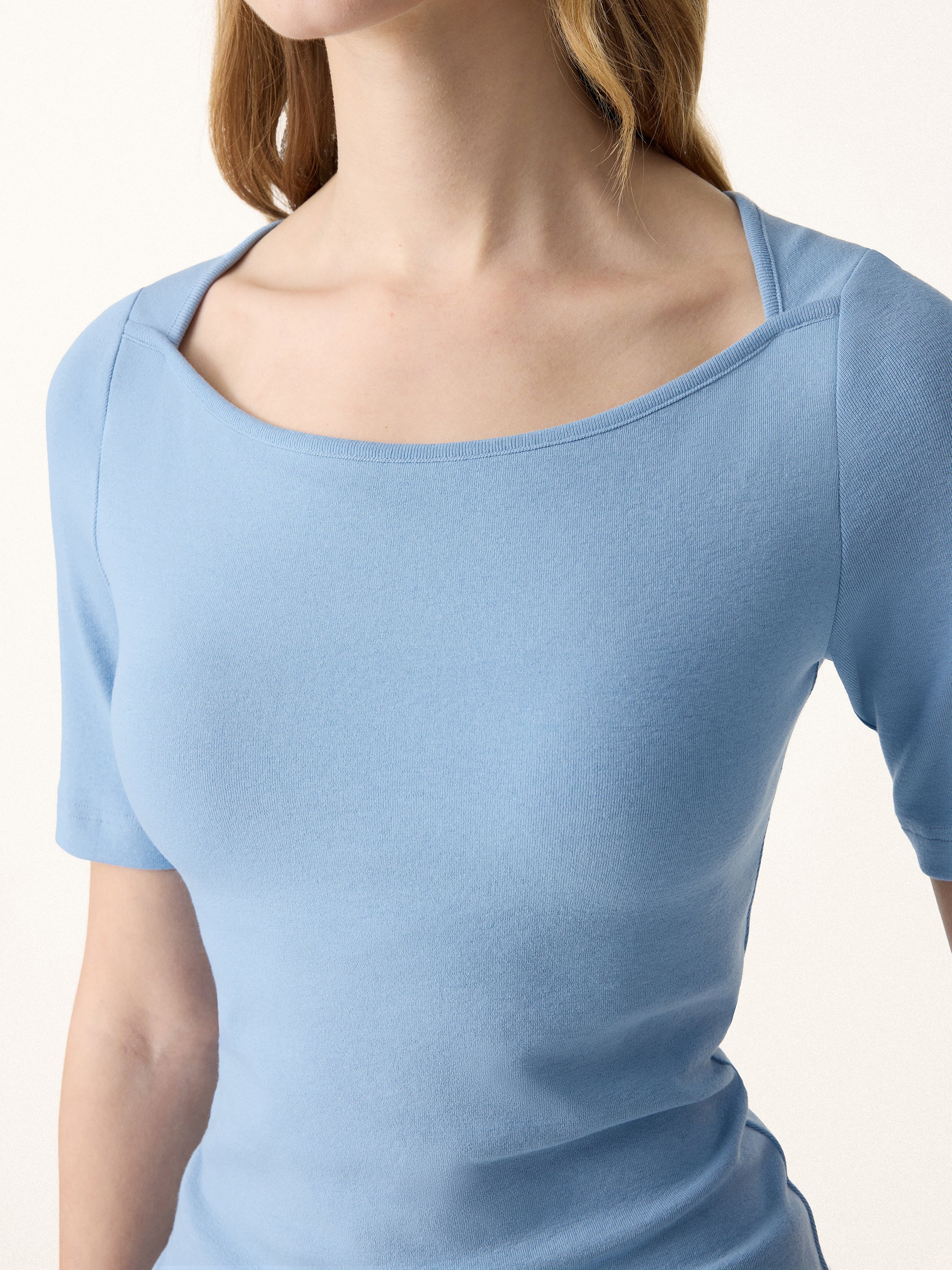 Cotton Lyocell Scoop Neck Short Sleeve Bra Top