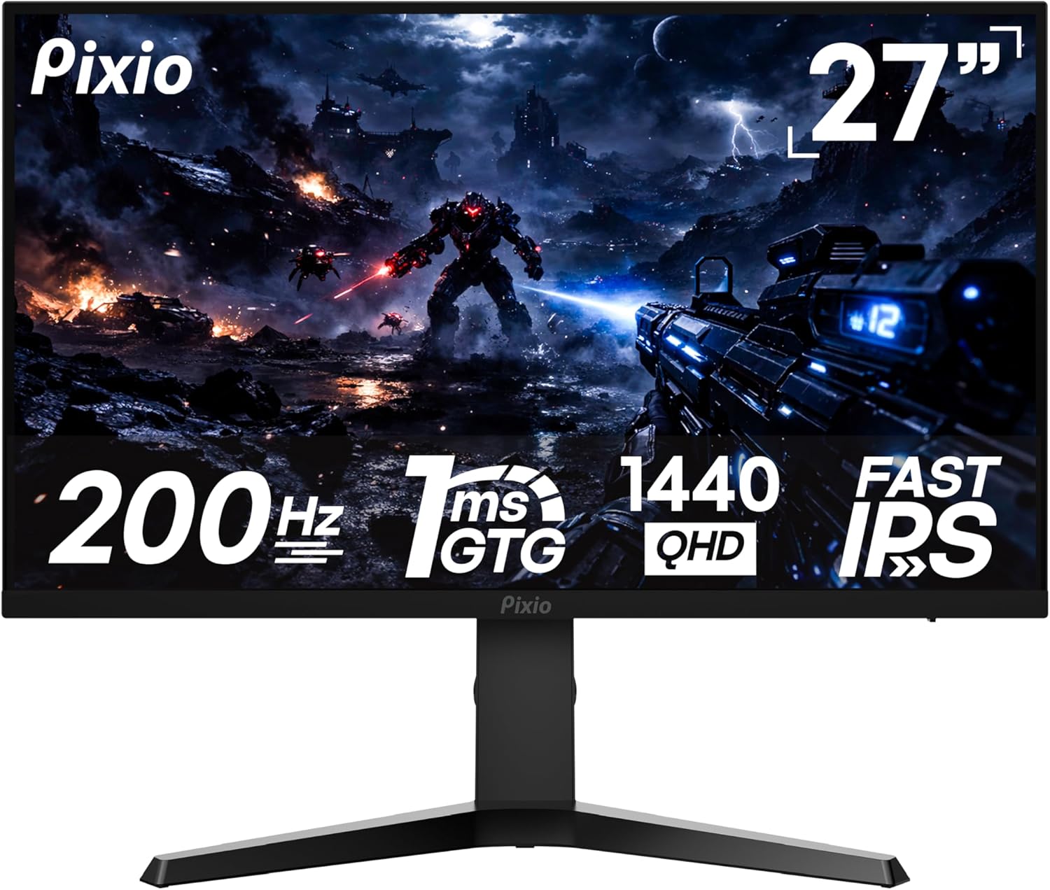 Pixio PX277 Prime Neo V2 27 inch 200Hz Refresh Rate QHD 1440p Resolution Fast IPS Panel 1ms GTG Response Time Gaming Monitor with Adaptive Sync and Fully Adjustable Stand