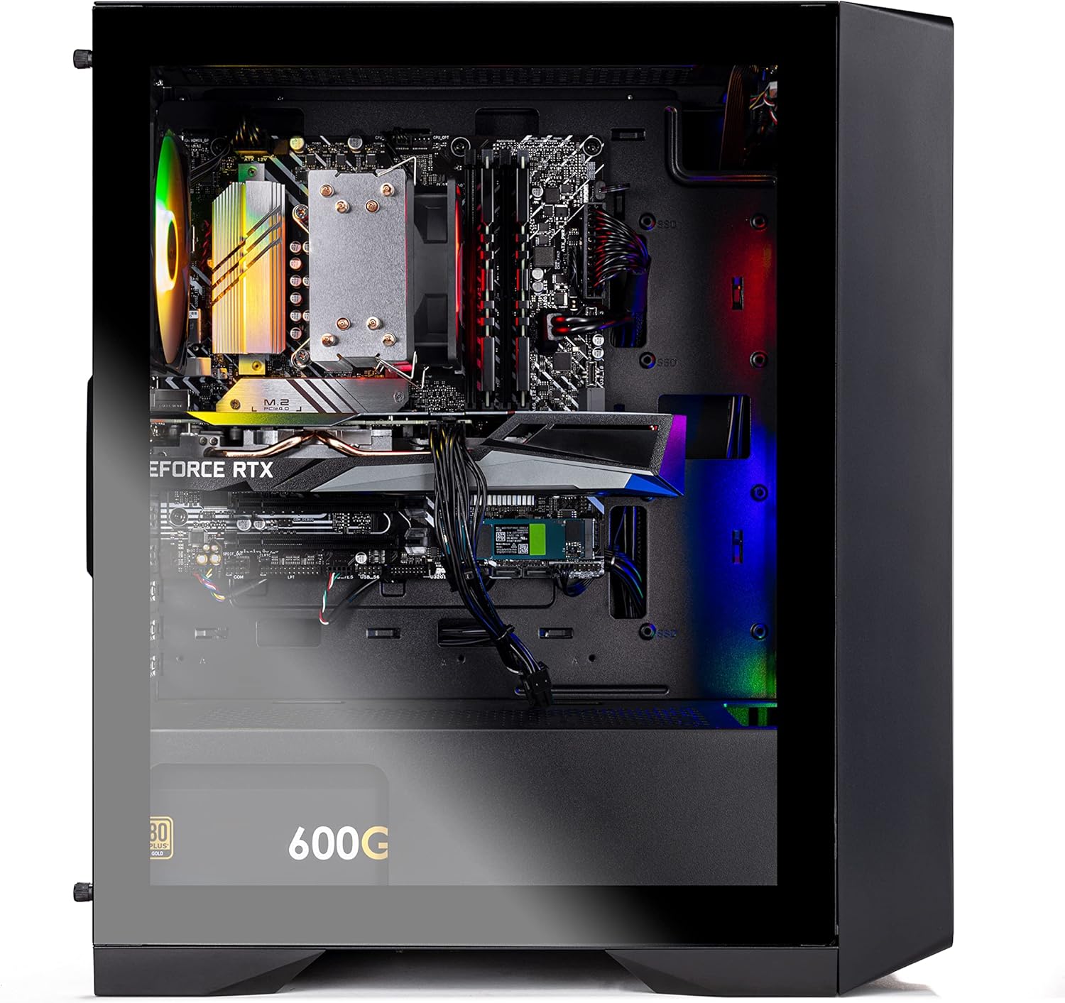 Skytech Nebula Gaming PC Desktop, Ryzen 5 5600 3.5 Ghz (4.4GHz Turbo Boost), NVIDIA RTX 3050 (6GB) 6GB GDDR6, 1TB SSD, 16GB DDR4 RAM 3200, 650W Gold PSU, Wi-Fi, Win 11 Home