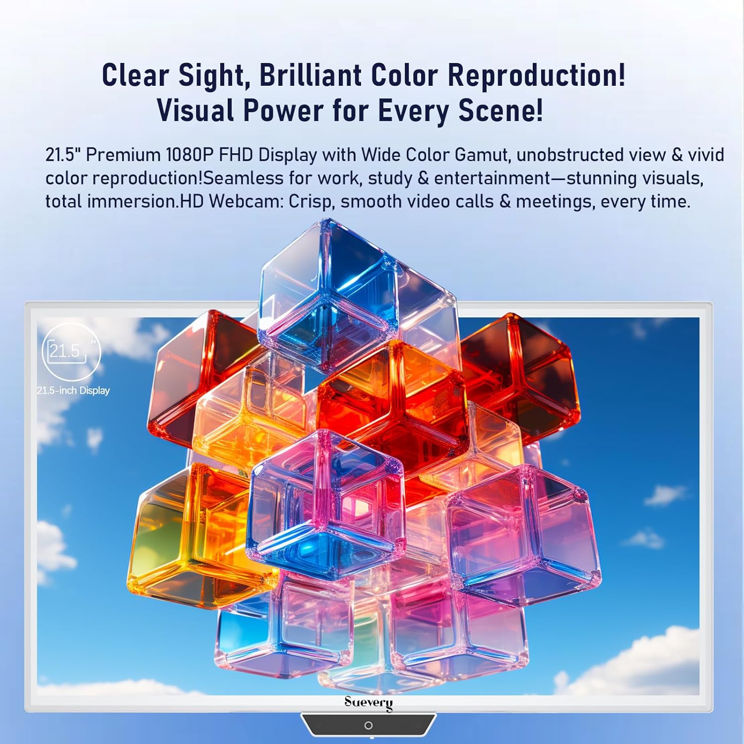 suevery All-in-One PC 21.5 AIO Desktop Computer Core I5, 256G SSD 16G RAM, Wi-Fi6, 1080P Gaming All in One 22