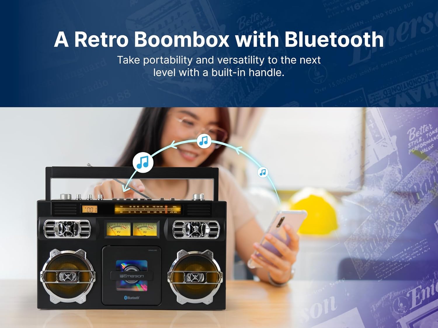 Emerson EPB-3004 Portable CD Player with AM/FM Radio, 20-Track Programmable Memory, High-Performance Speakers, AUX-in Jack, and Built-in Rechargeable Battery - Compatible with CD, CD-R/RW, CD-MP3