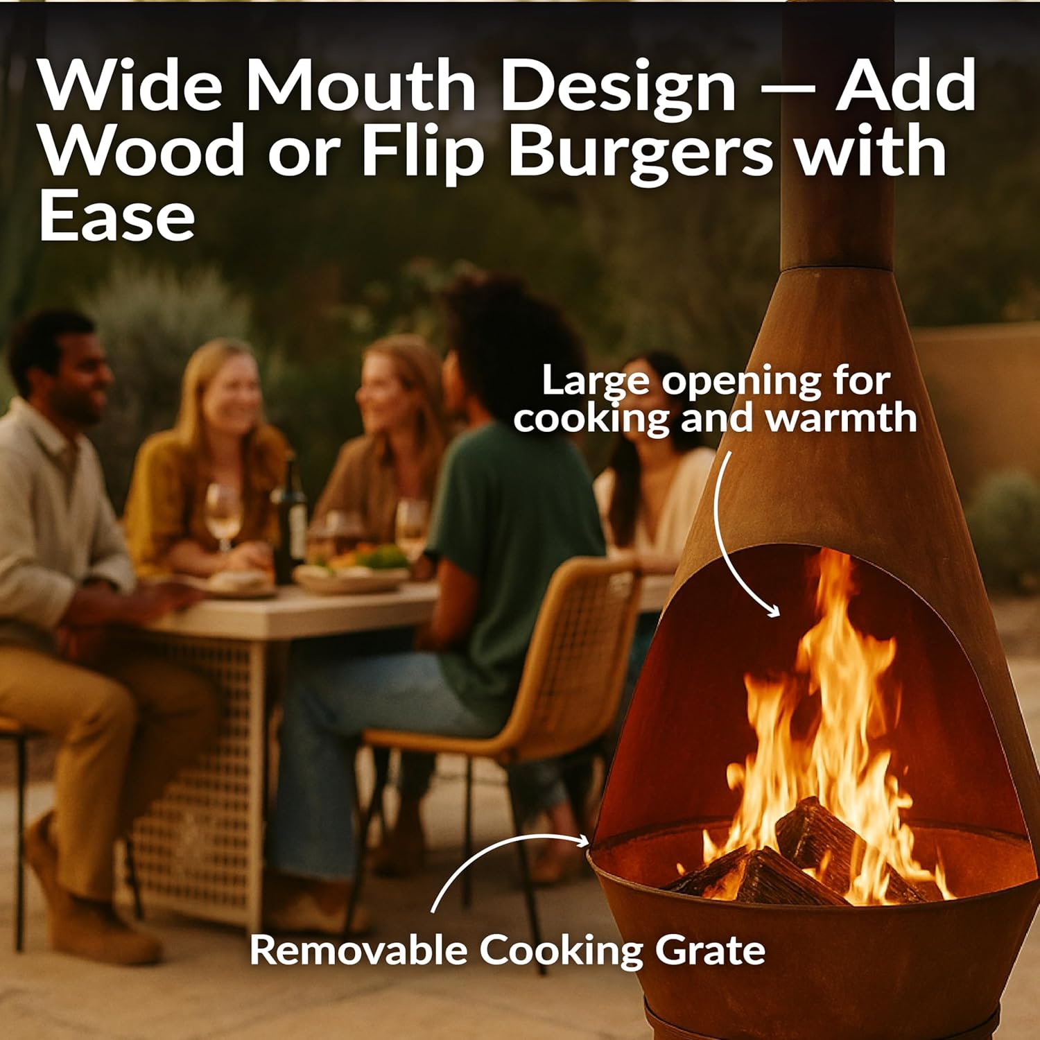 Sunnydaze Large Chiminea Outdoor Fireplace - Outdoor Wood-Burning Fireplace - Chimney Fire Pit with Grill Grate - Rustic - 75