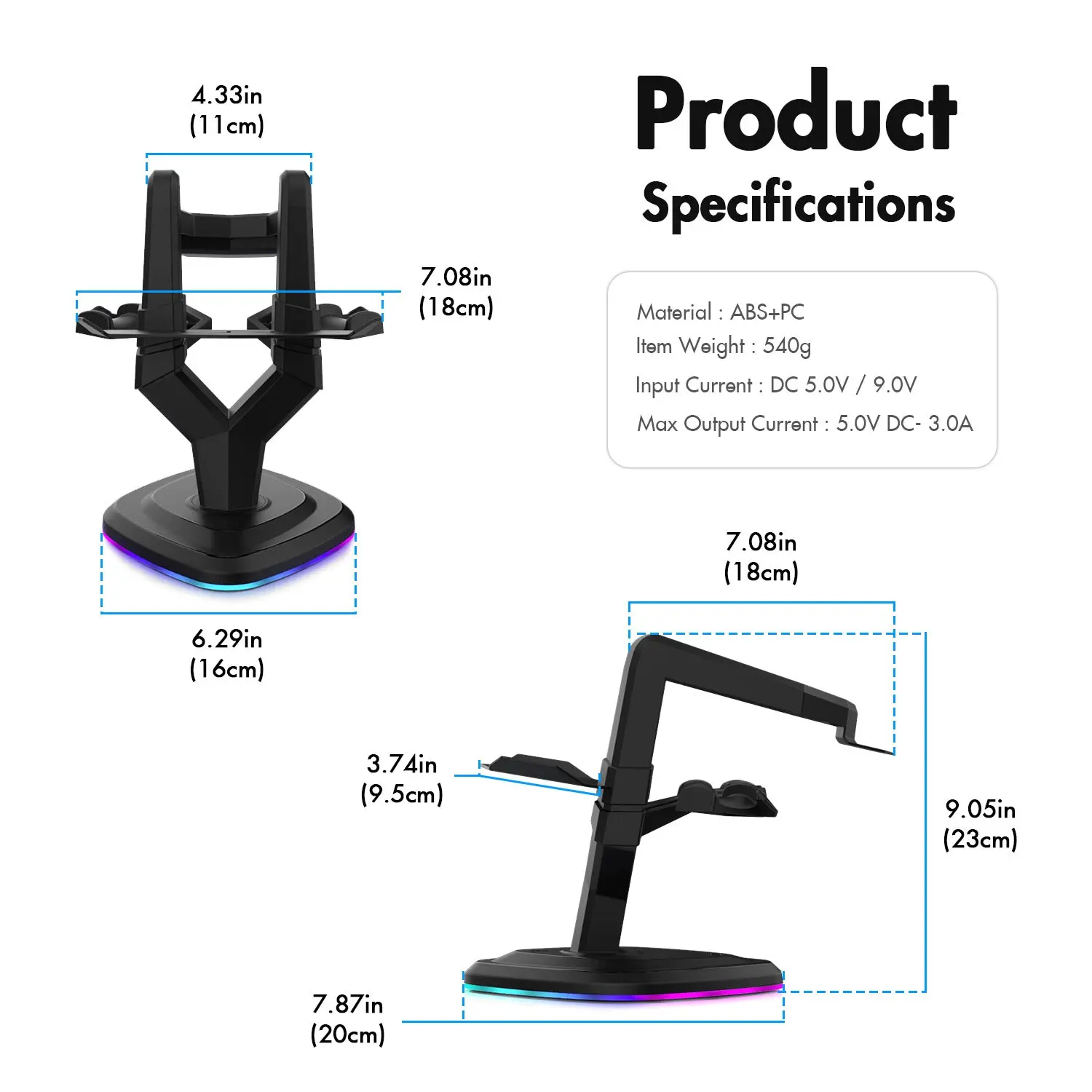 RGB VR Stand for VR Headset Quest 3 & 3S & 2