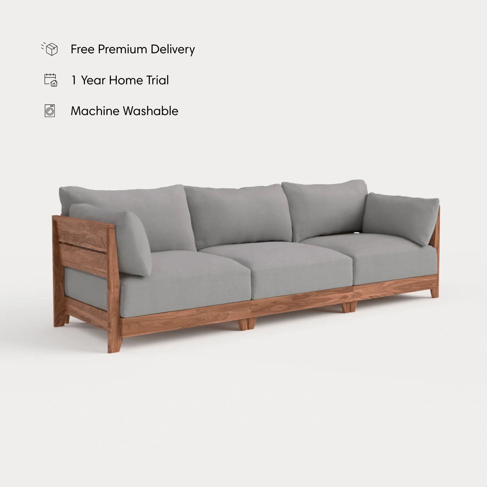 Dwell™ Modular Teak Outdoor Sofa | Classic Canvas in Stone Gray