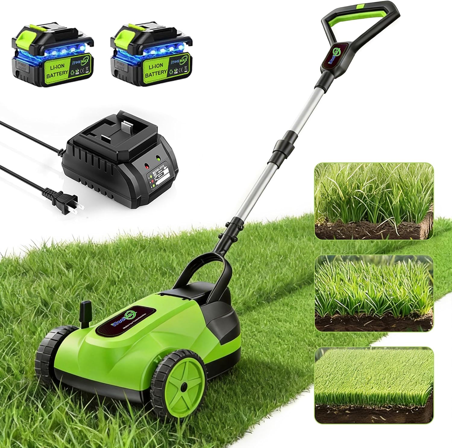 Electric Small Lawn Mower with Auto Shut-Off Sensor, 3 Position Cutting Height, 9.9Lbs Lightweight Cordless Push Mower Battery Powered for Garden/Yard/Farm, Gardening Gifts for Parents, Seniors