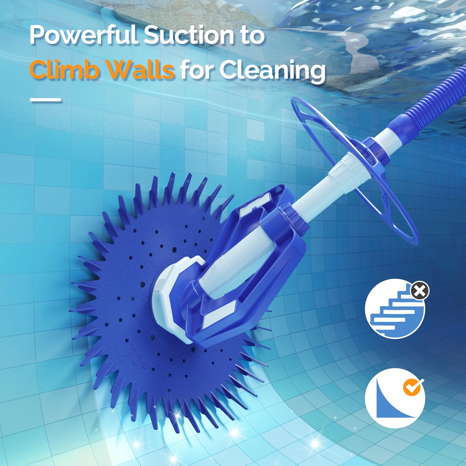 VINGLI Automatic Pool Vacuum Cleaner with 33FT Hose