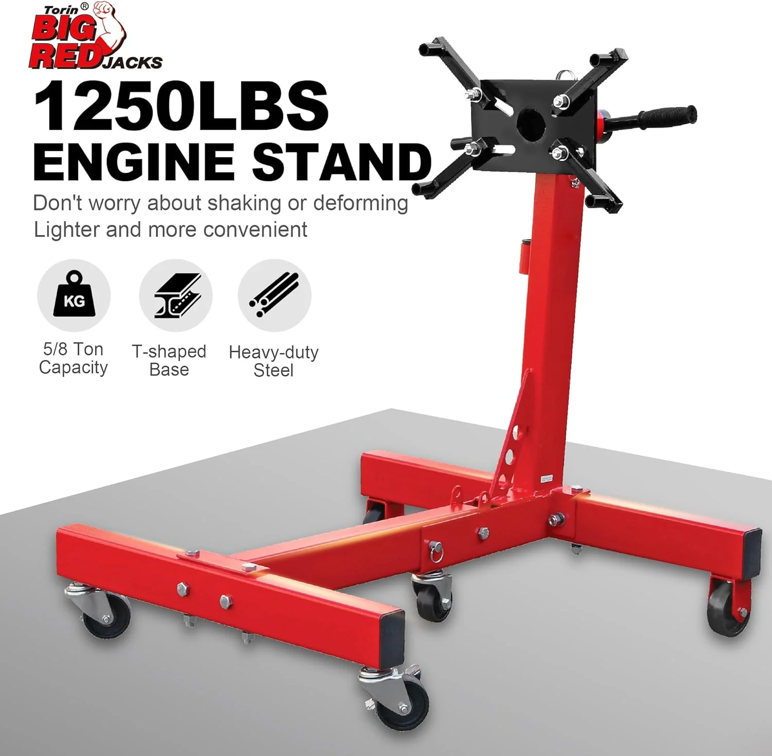 Rotating Engine Stand: Removable Oil Pan and Magnetic Tray, Turbine Turntable, 2 Brake Caster Lockable Wheels, 1,000 Lbs Capacity