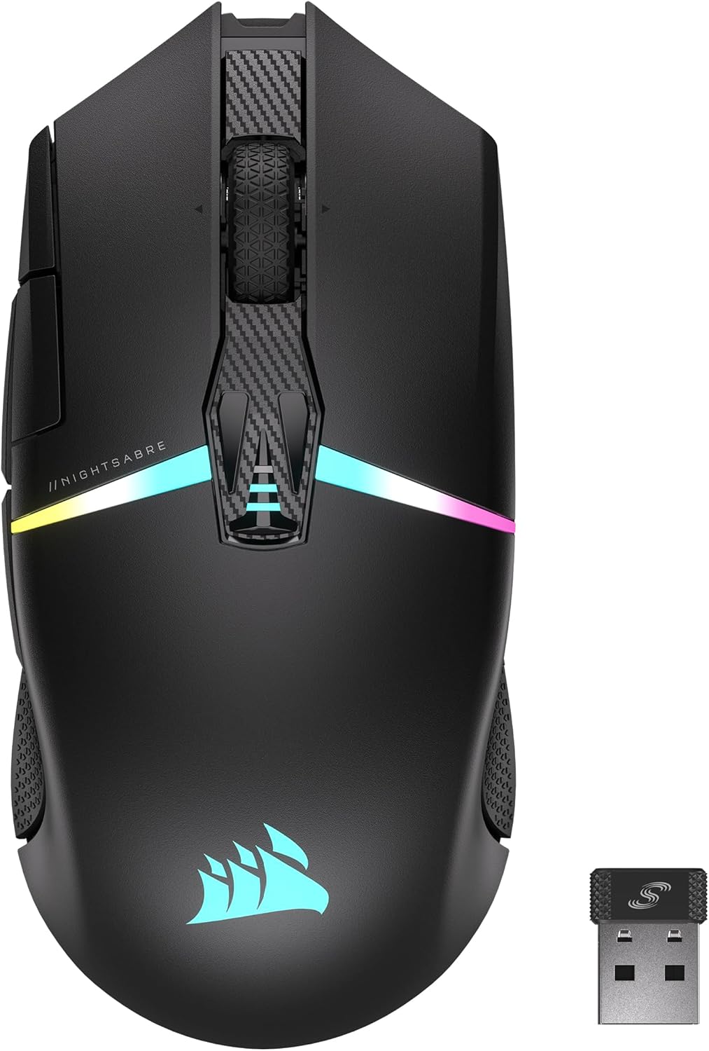 Corsair NIGHTSABRE RGB Wireless Gaming Mouse for FPS, MOBA - 26,000 DPI - 11 Programmable Buttons - Up to 100hrs Battery - iCUE Compatible - Black
