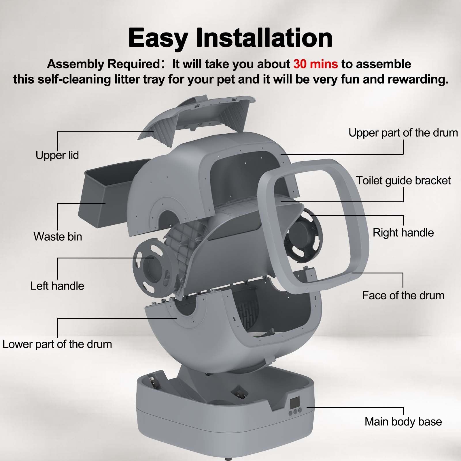 UPFAS Automatic Self-Cleaning Cat Litter Box - APP Control
